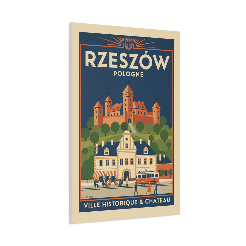 Rzeszów Vintage Travel Poster Canvas - Matte Stretched Wall Art