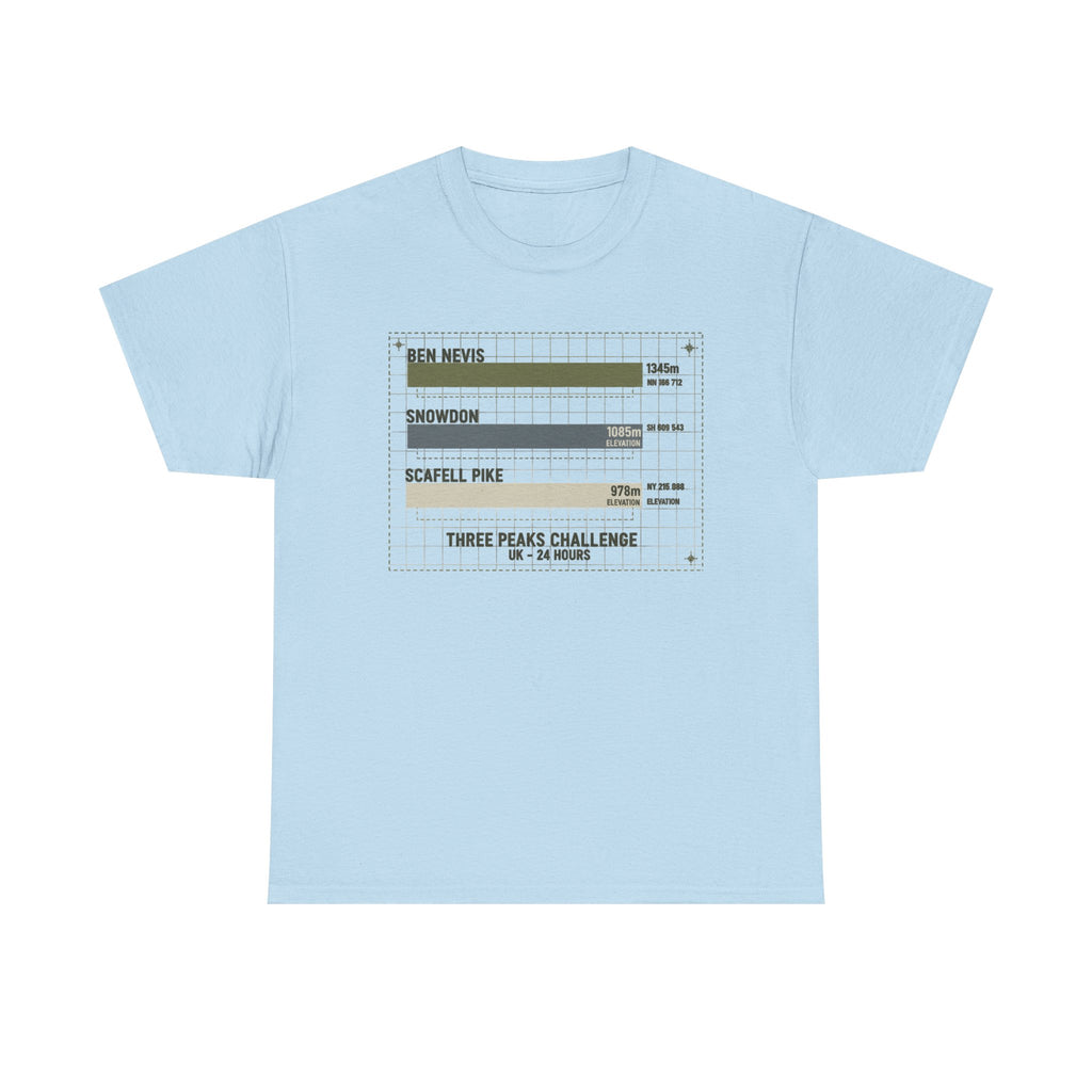 Three Peaks Challenge Graphic T-Shirt — Retro UK Mountain Hiking Tee