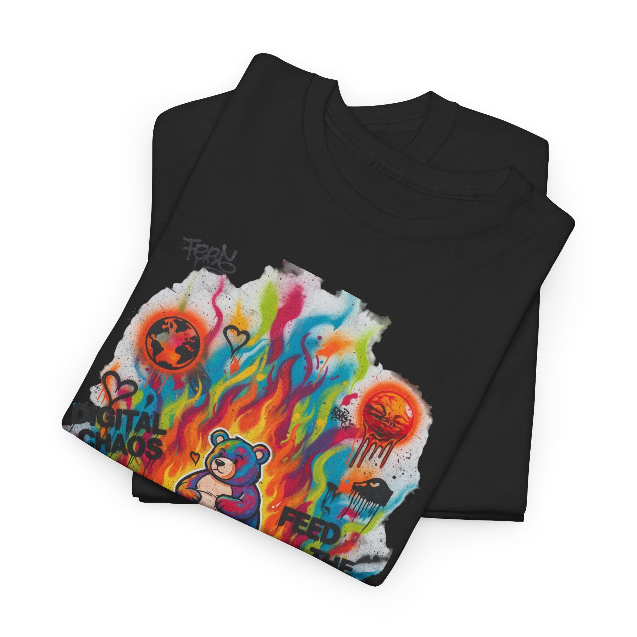 Colourful Cat Bonfire Graphic Tee