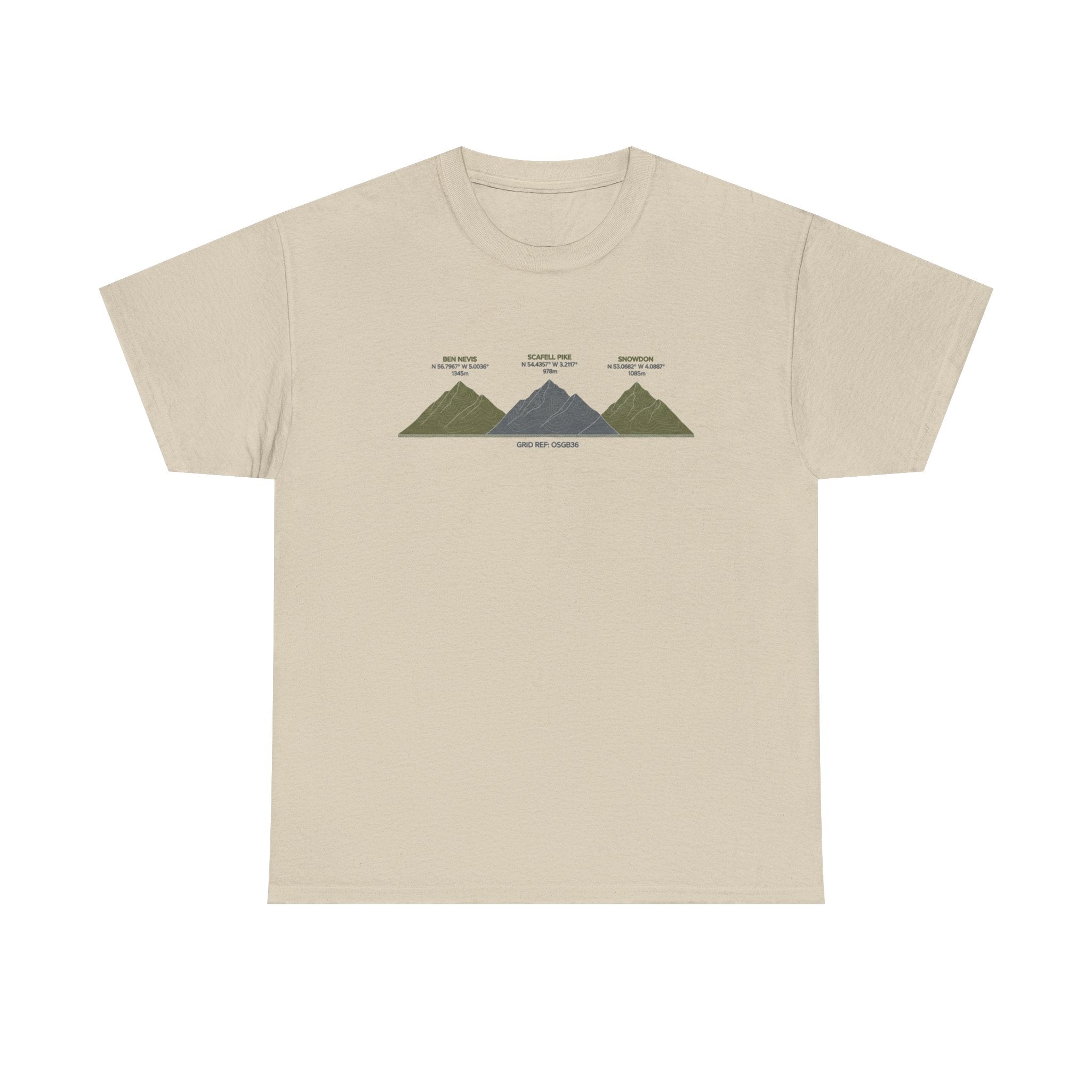 Three Peaks Challenge Graphic T-Shirt — Retro UK Mountain Hiking Tee