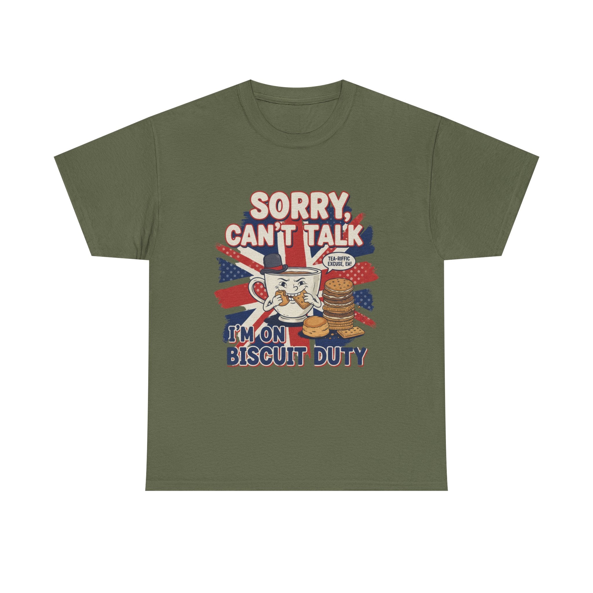 Biscuit Duty T‑Shirt - "Sorry Can't Talk, I'm On Biscuit Duty" British Tea & Biscuit Graphic Tee