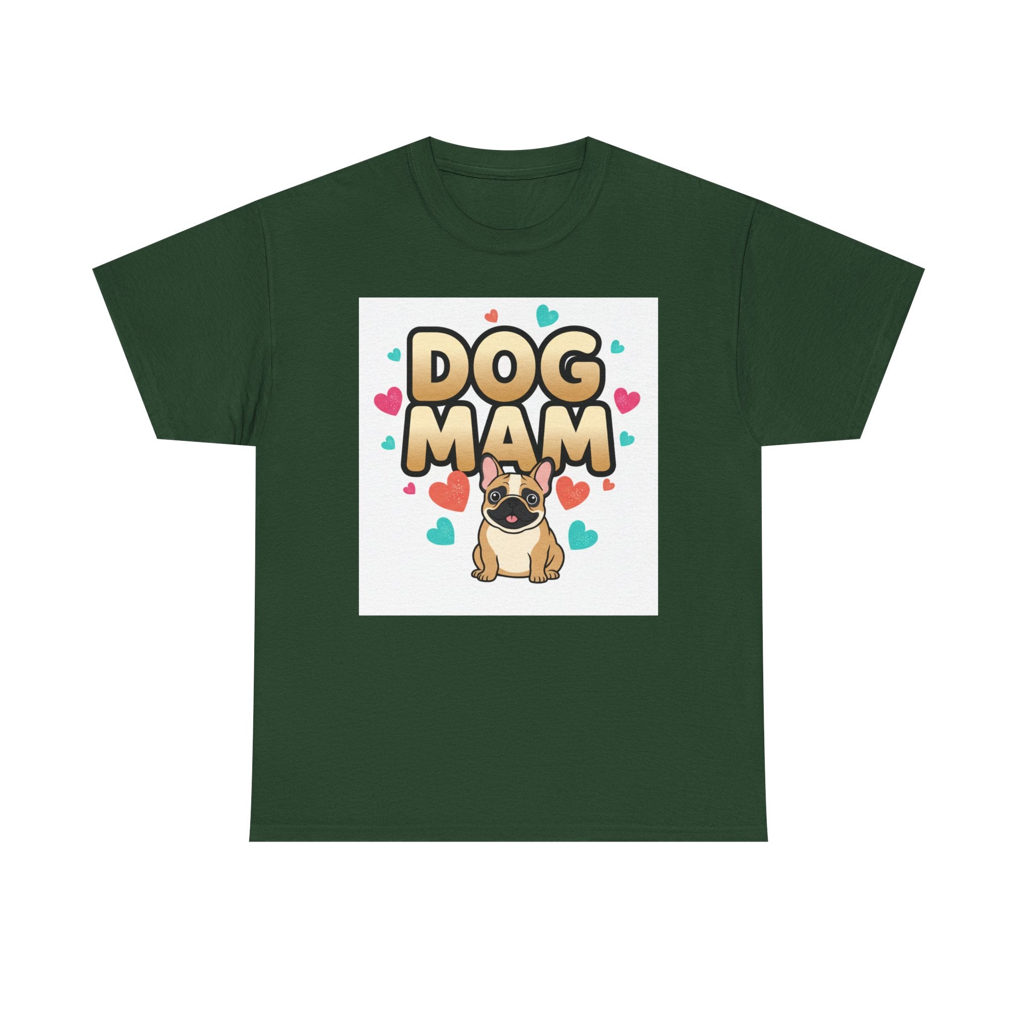 Dog Mom T-Shirt — Cute Pug Design with Hearts, Perfect Gift for Dog Lovers