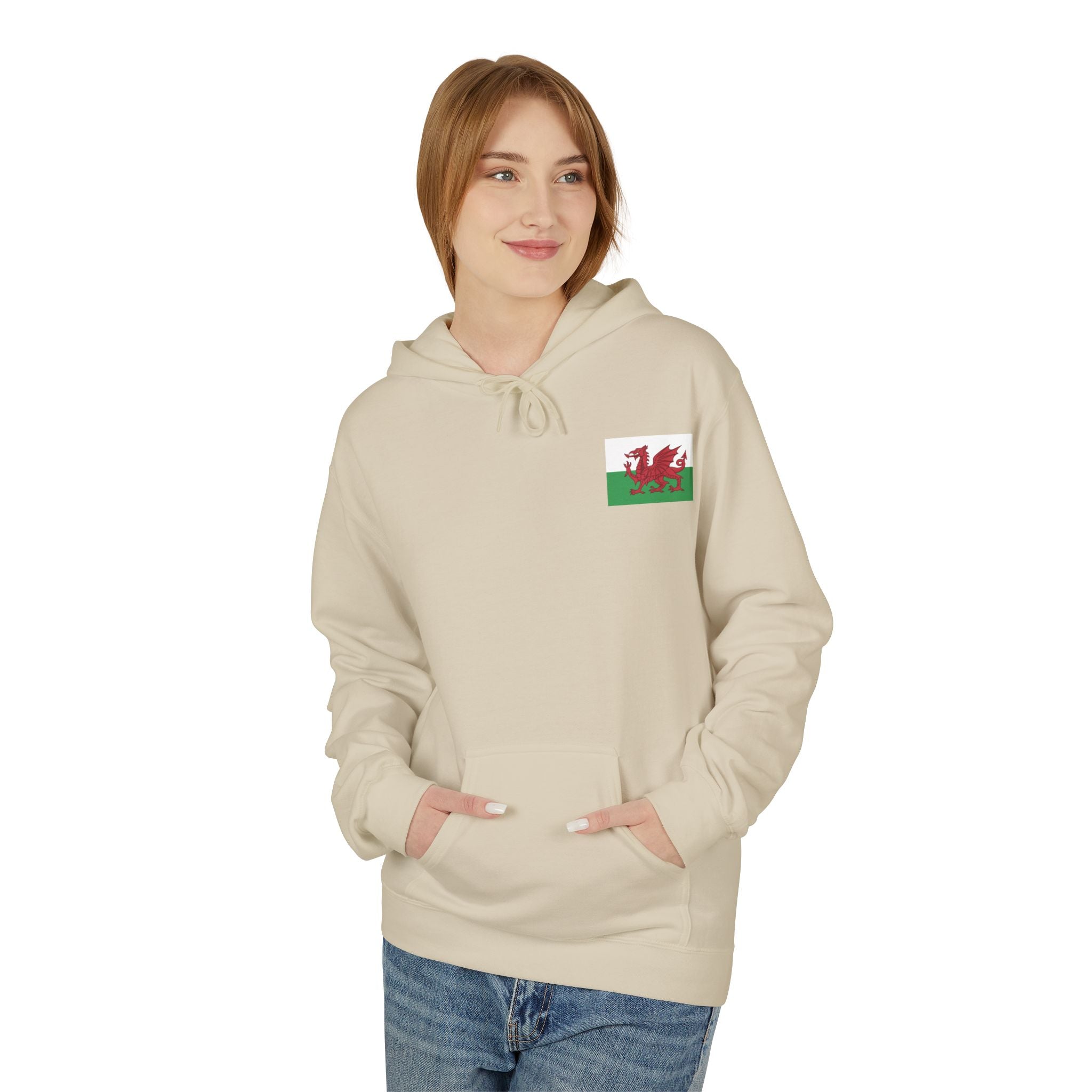 Welsh Dragon Drinking Beer Hoodie — Rugby Pub Fan Pullover