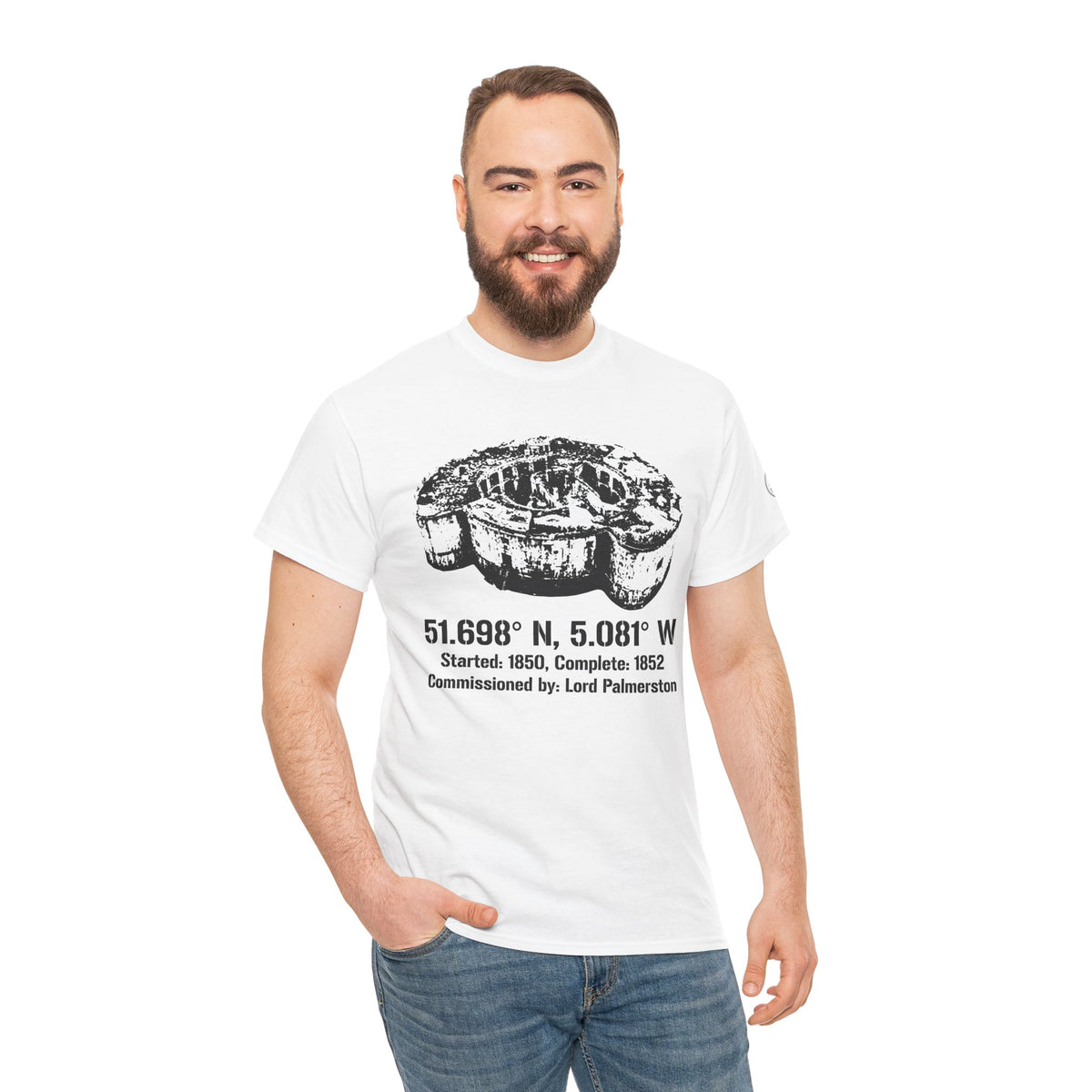 Stack Rock Fort Pembrokeshire coastal heritage T-shirt