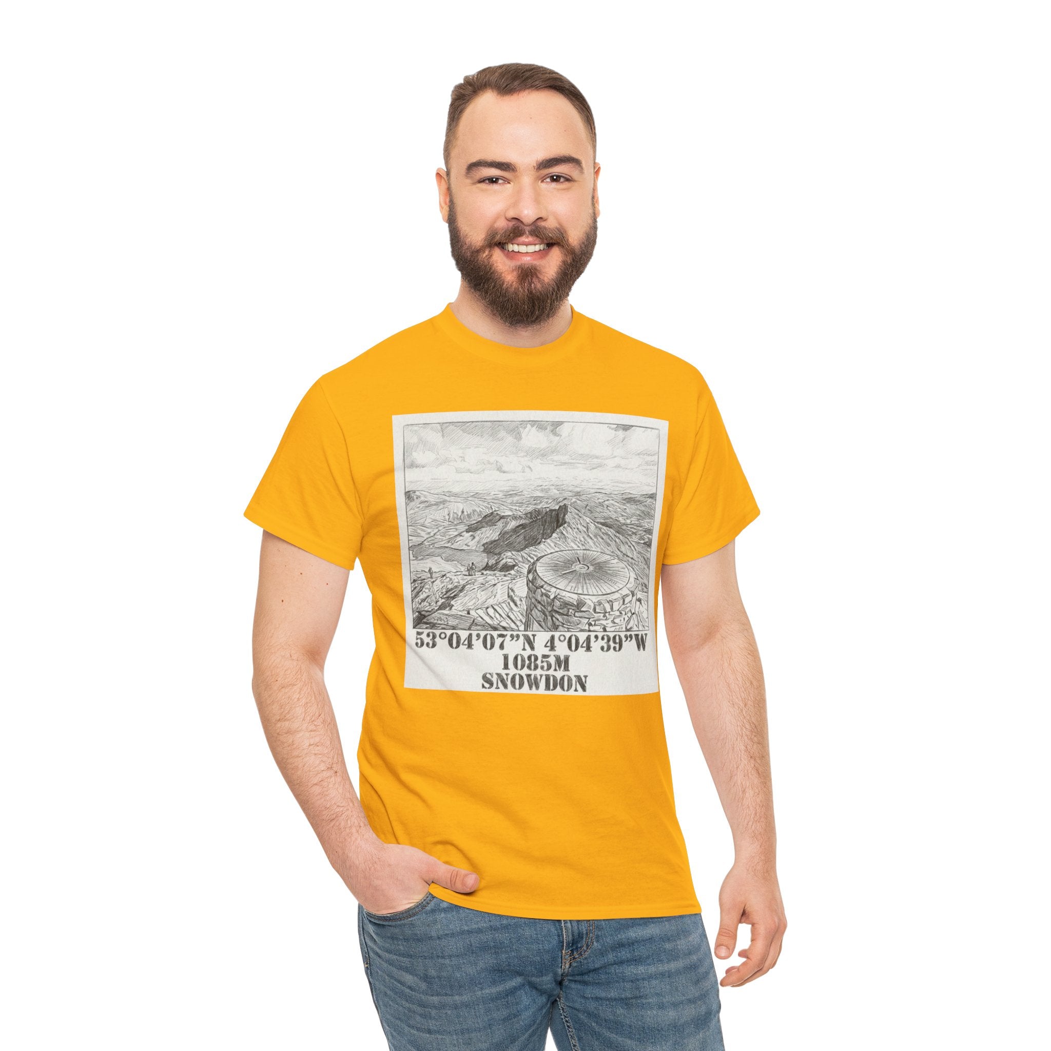 Snowdon Mountain Tee — Vintage Map Illustration with Coordinates