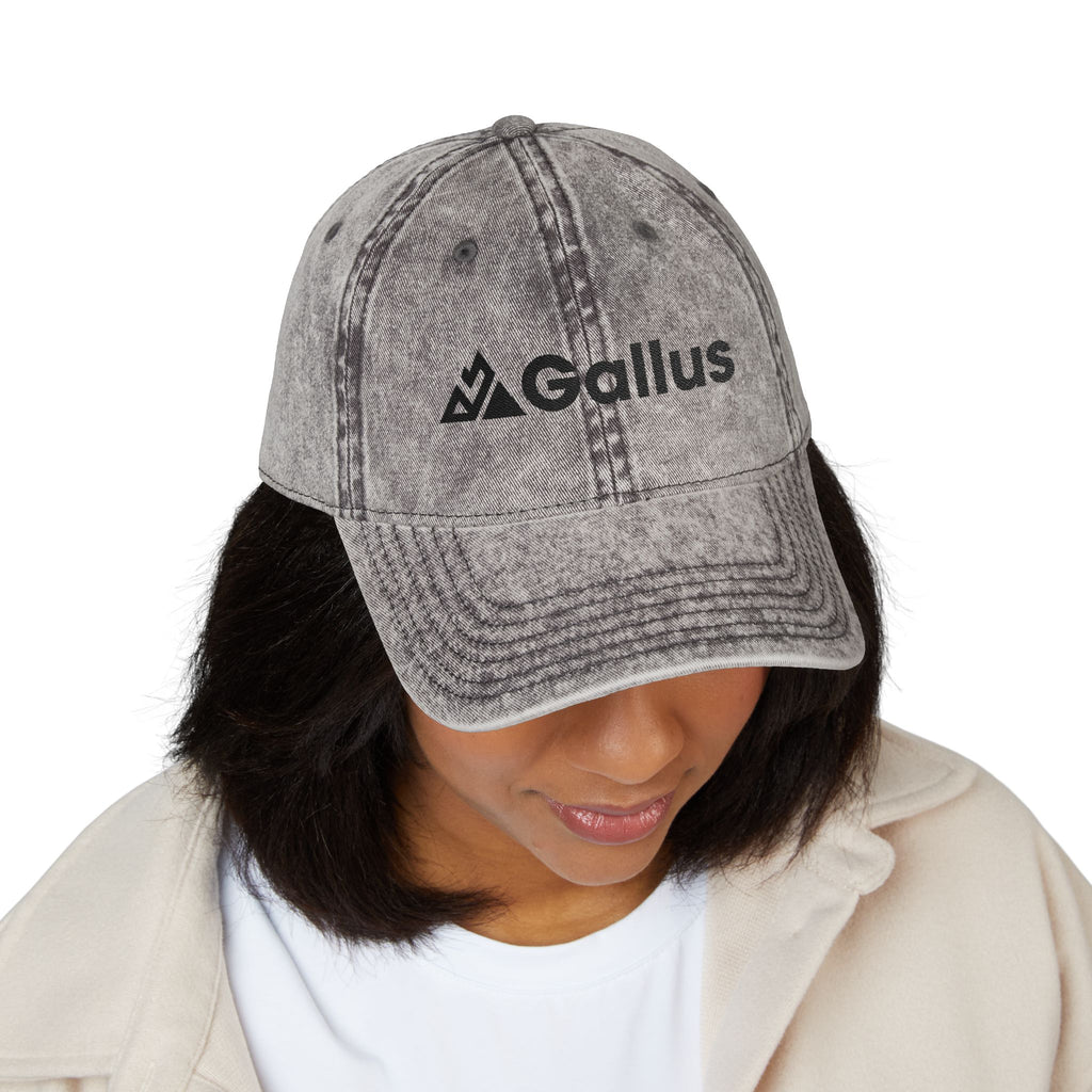 Vintage Embroidered Cap – Distressed Gray ‘GALLUS’ Patch Hat