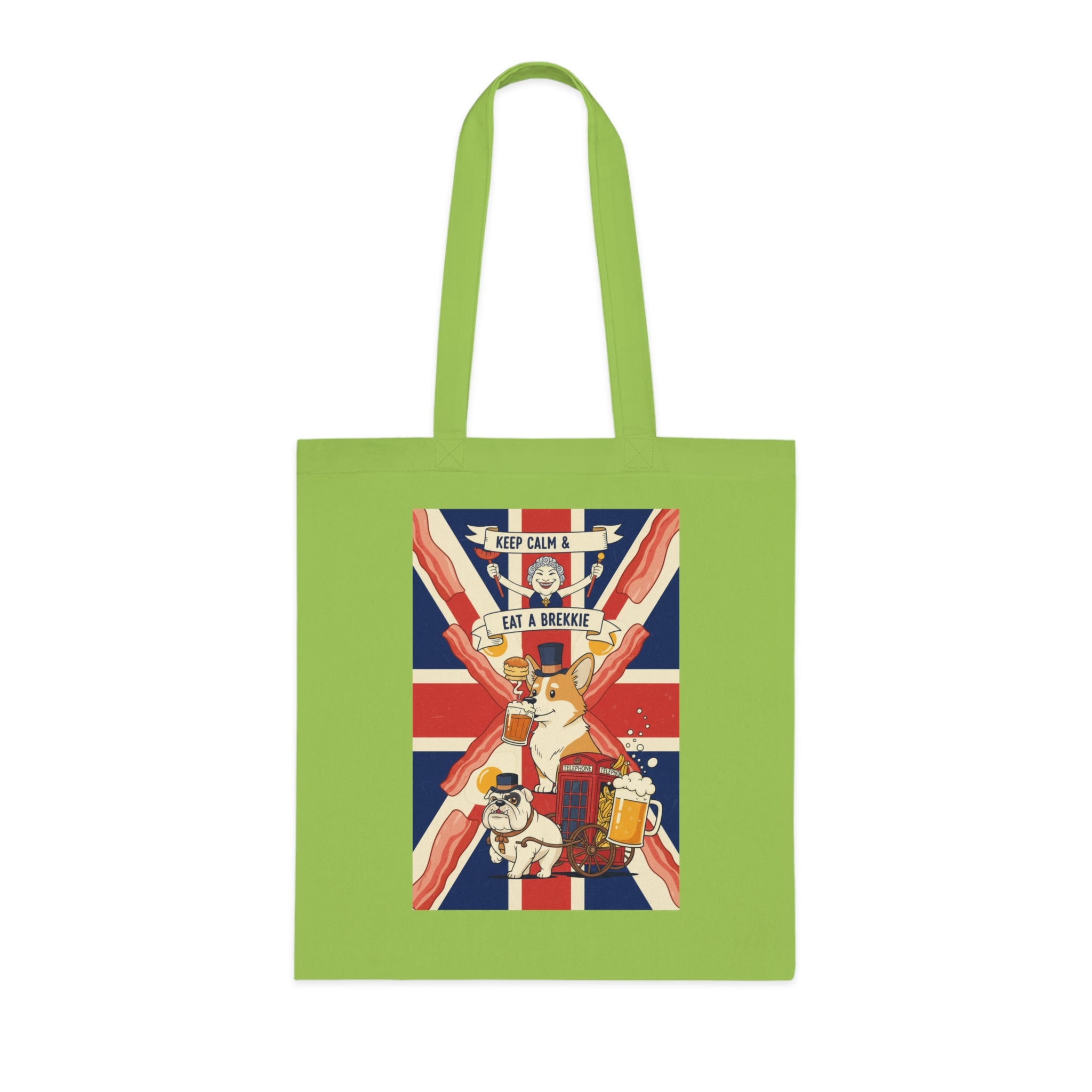Keep Calm and Eat a Scone Cotton Tote — British Flag Bakery Illustration Grocery Bag