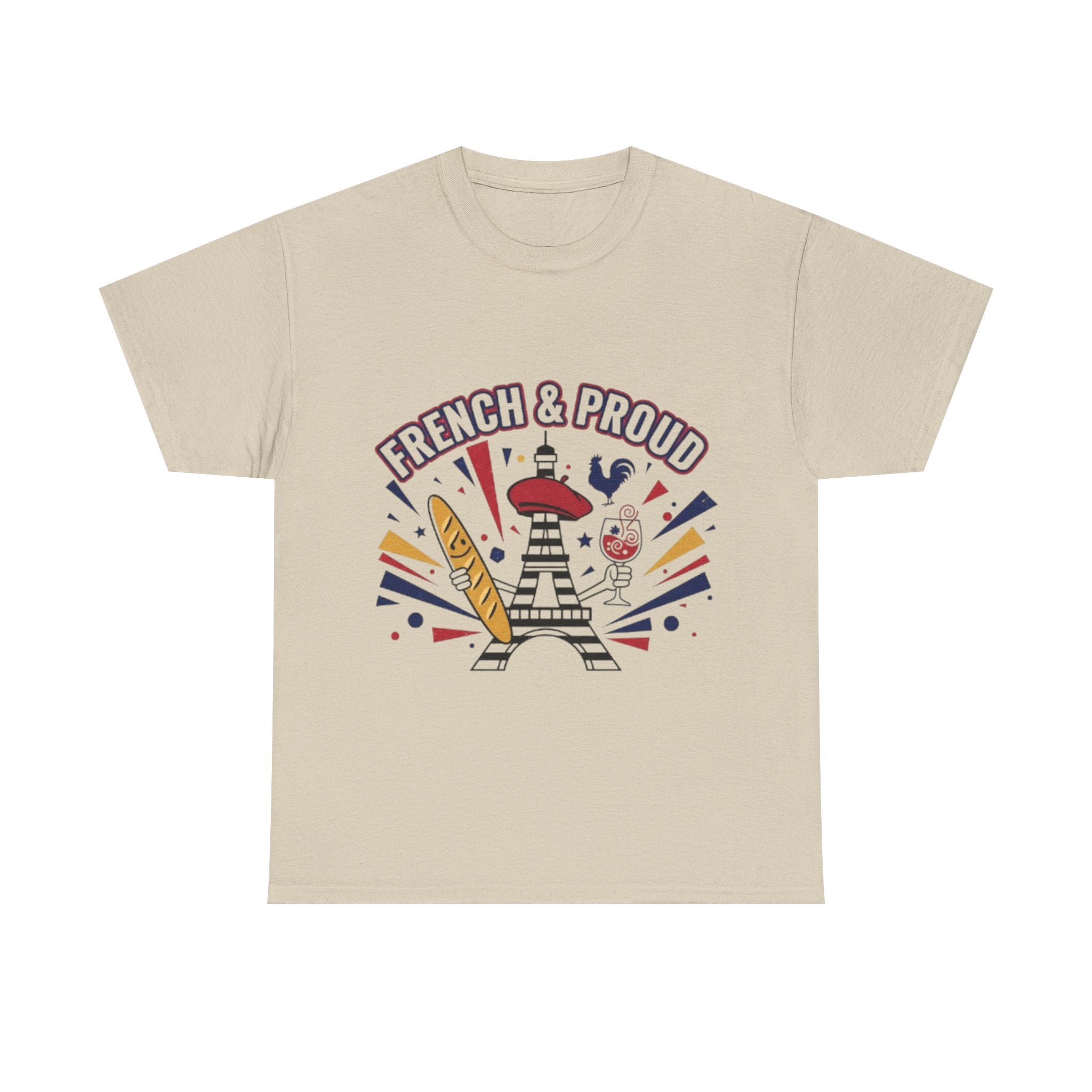 French & Proud T-Shirt — Eiffel Tower, Baguette & Wine Graphic Tee