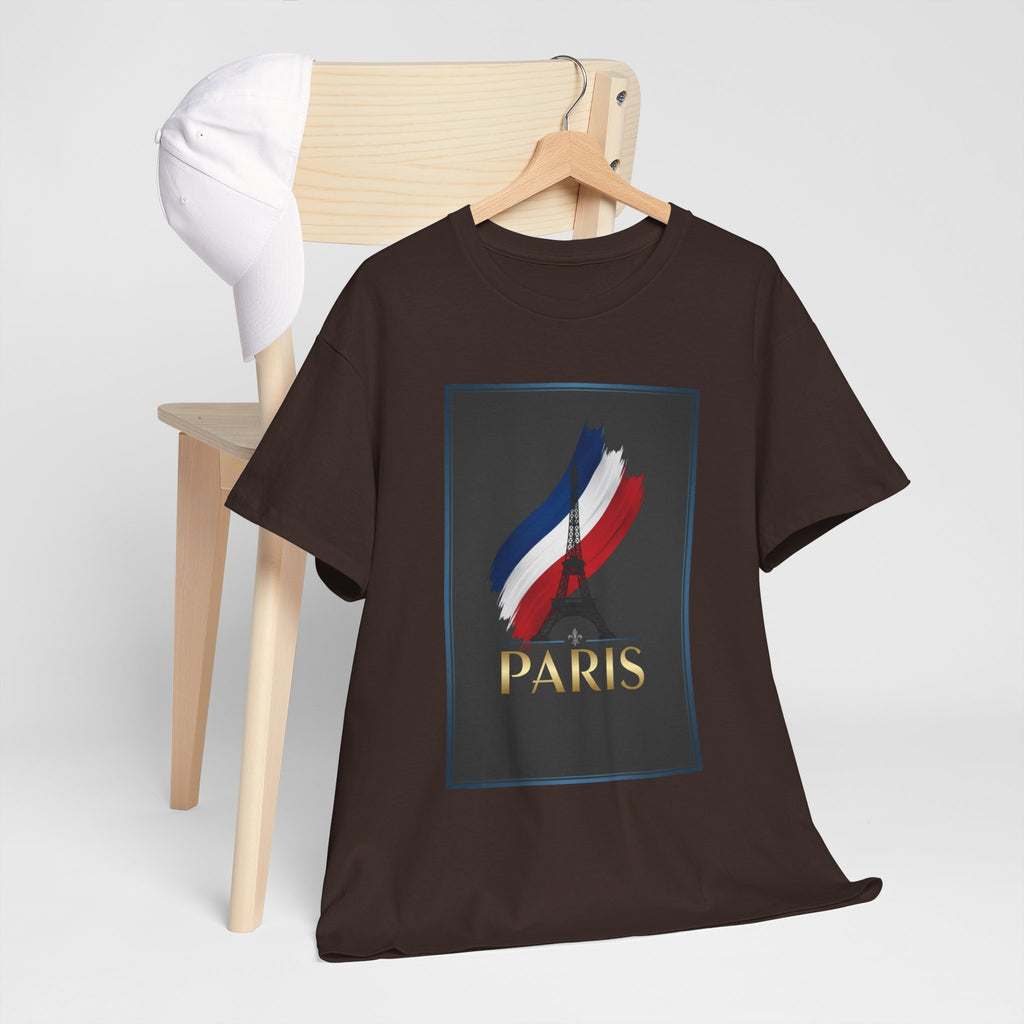 Paris Tricolor Graphic Tee — French Flag Brushstroke T-Shirt
