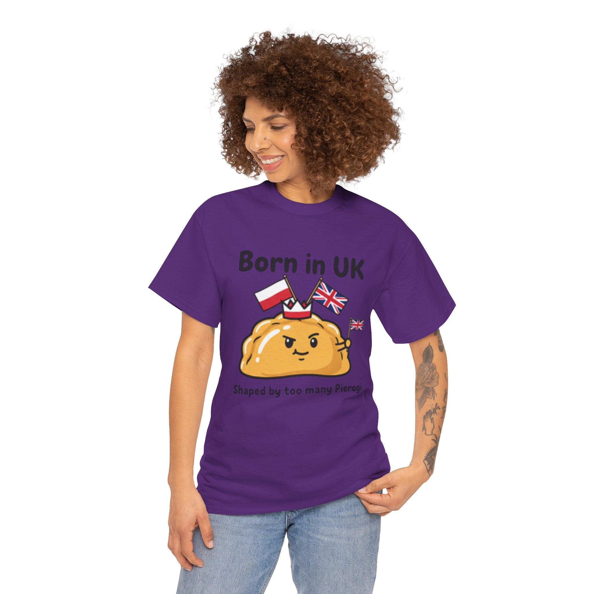 Born in UK Pierogi T‑Shirt — Funny Polish‑British Pride Tee