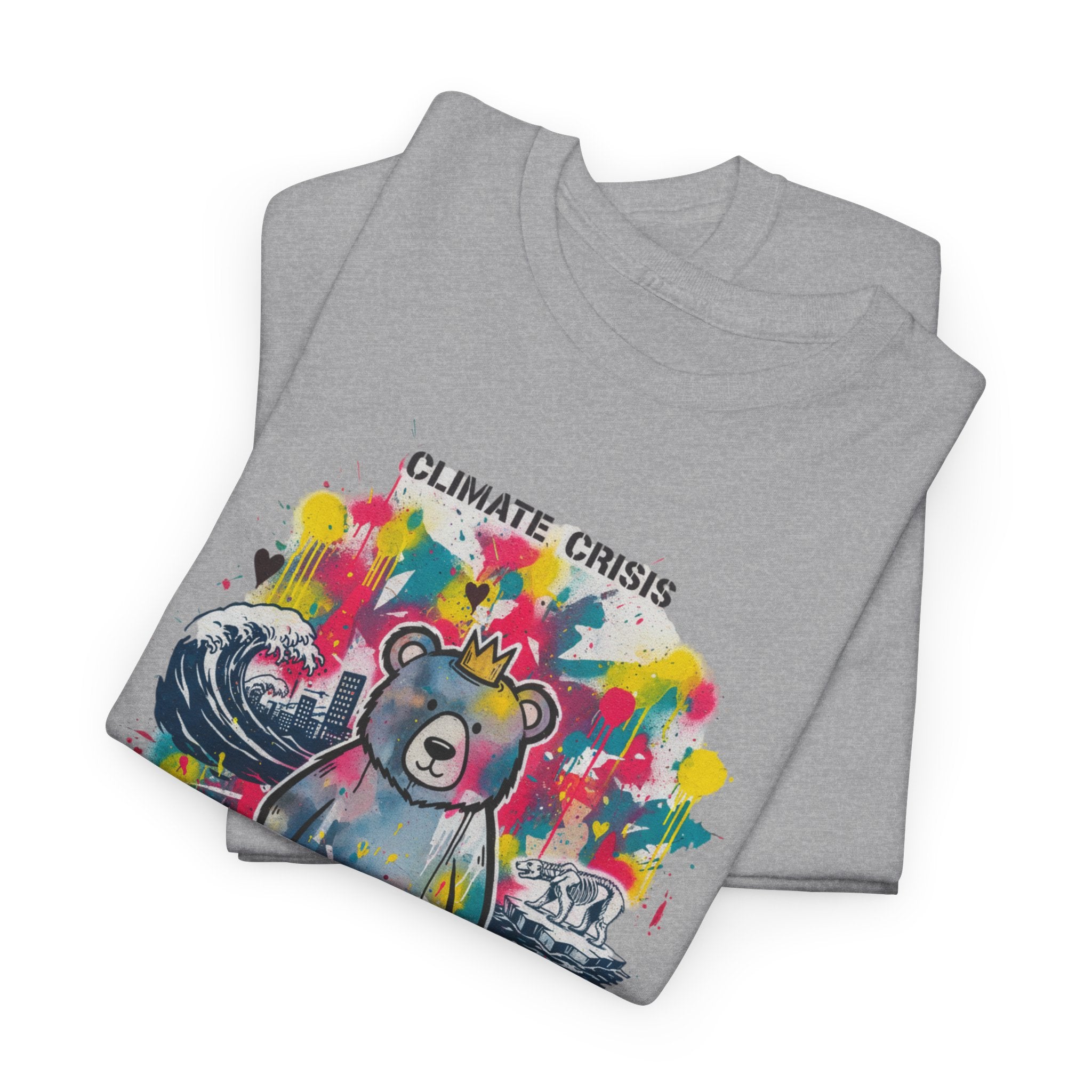 Graffiti Bear Tee — Colourful 'Climate Crisis' & 'Inequality' Graphic T-Shirt