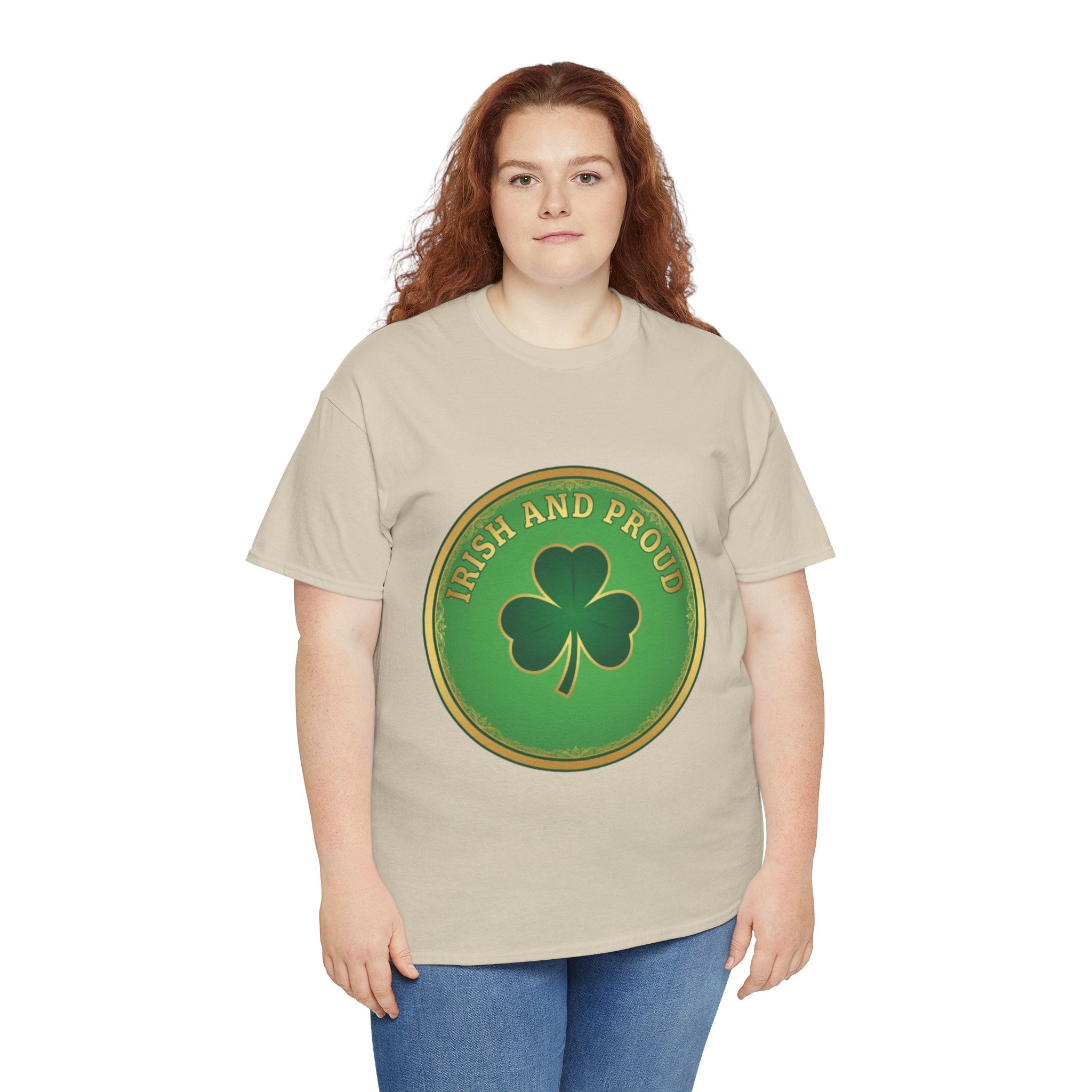 Irish and Proud T-Shirt — Green Shamrock Emblem Tee for St. Patrick's Day
