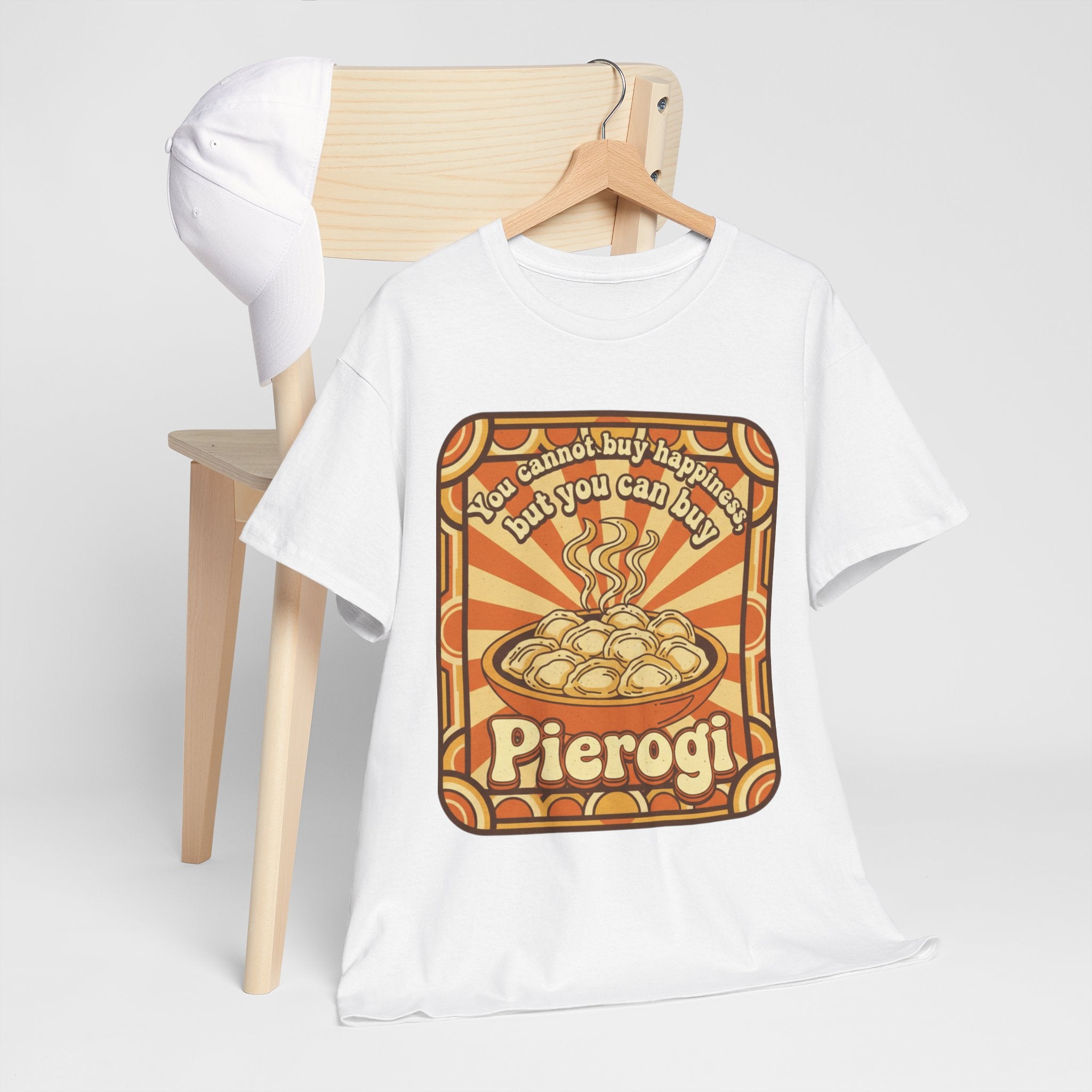 Pierogi T-Shirt — "You Can't Buy Happiness But You Can Buy Pierogi" Retro Food Tee