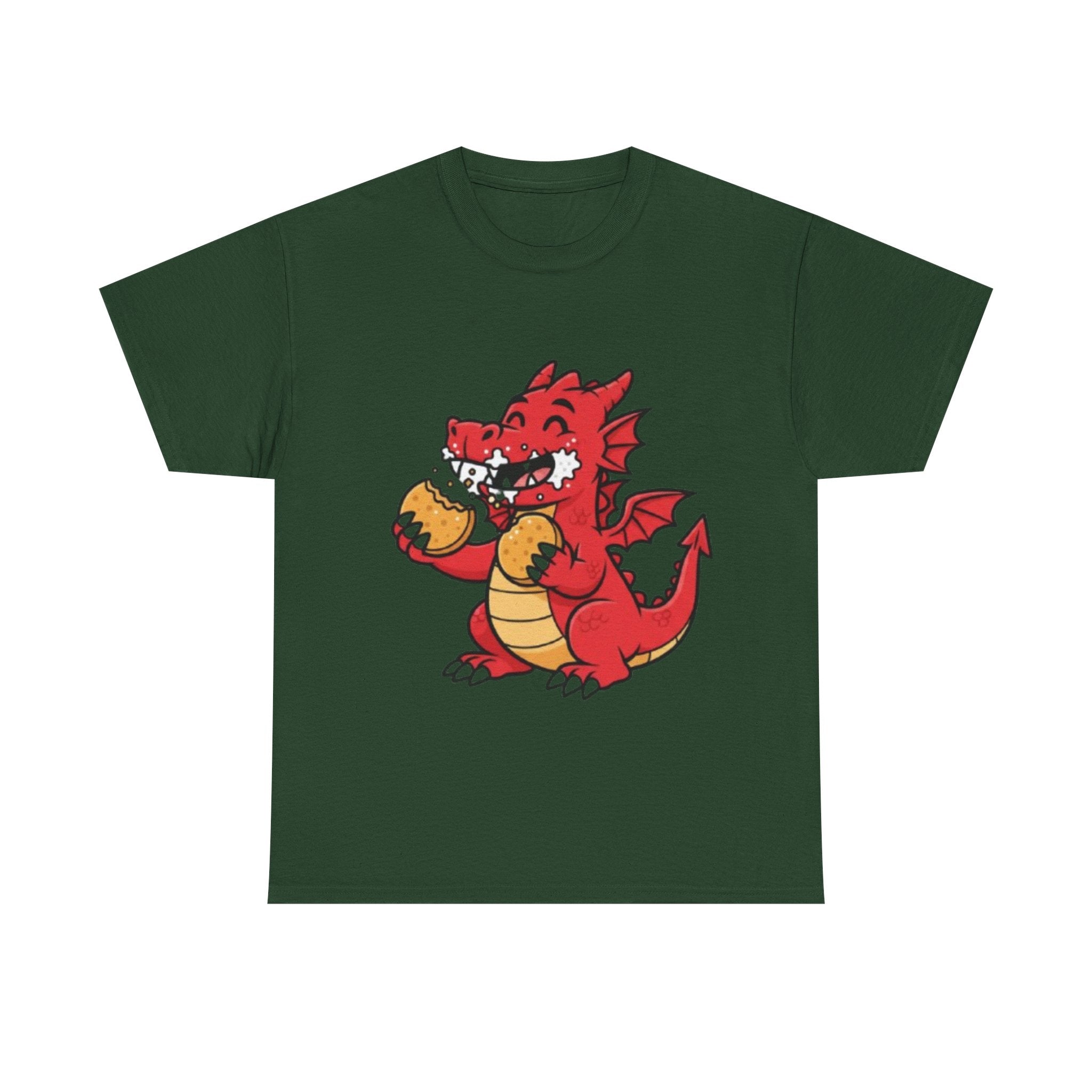 Red Dragon Eating Tacos T-Shirt — Cute Cartoon Taco Lover Tee