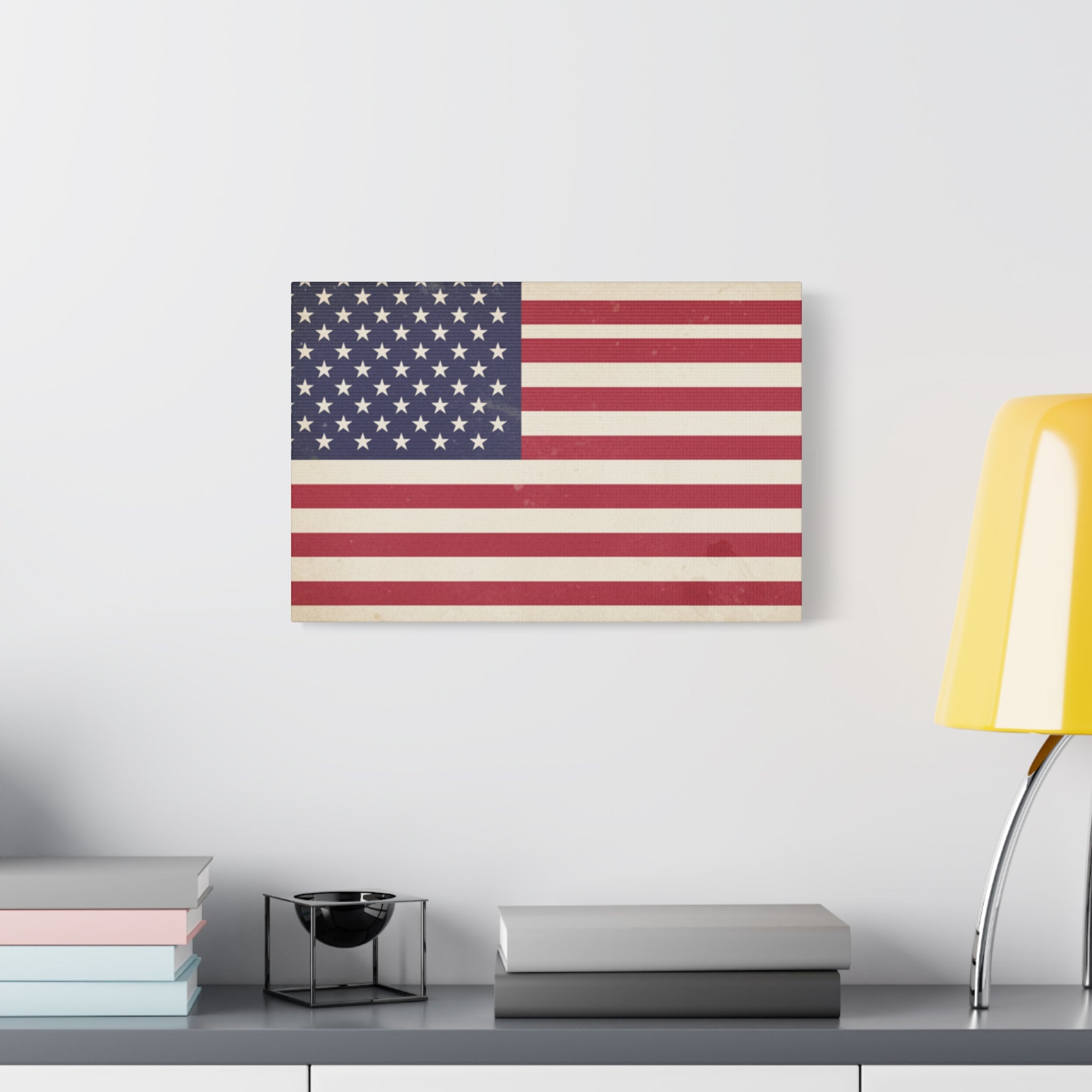 American Flag Vintage Canvas — Matte Stretched Wall Art