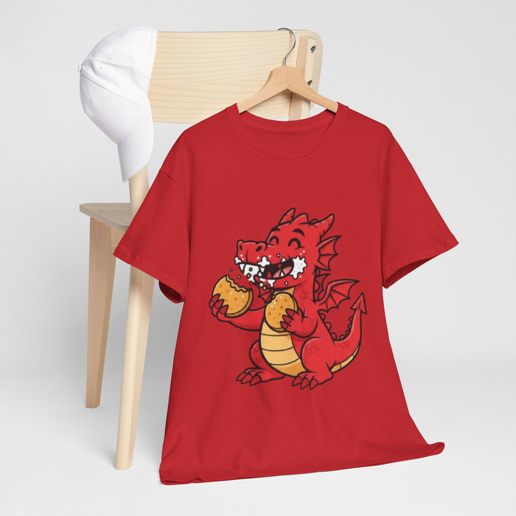 Red Dragon Eating Tacos T-Shirt — Cute Cartoon Taco Lover Tee