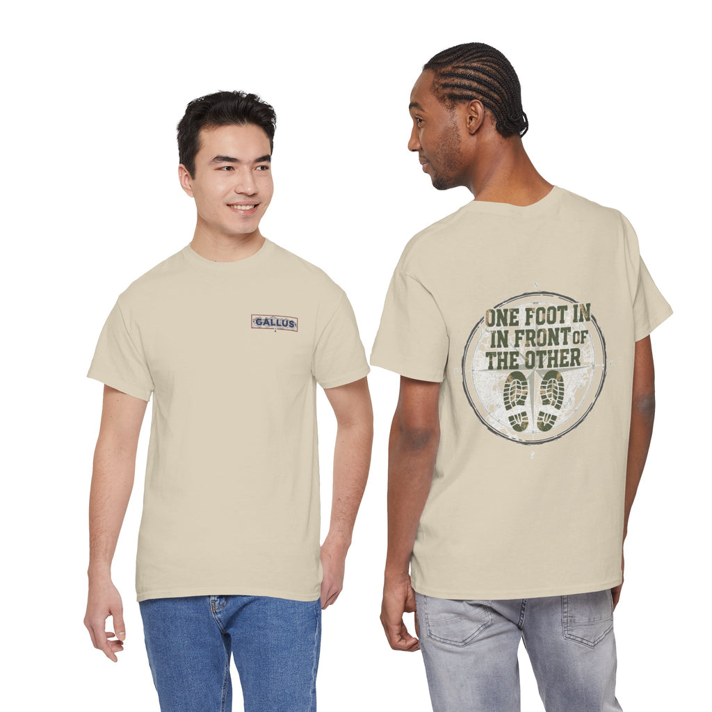 One Foot In, One Foot Forward Tee — Inspirational Motivational Graphic T-Shirt