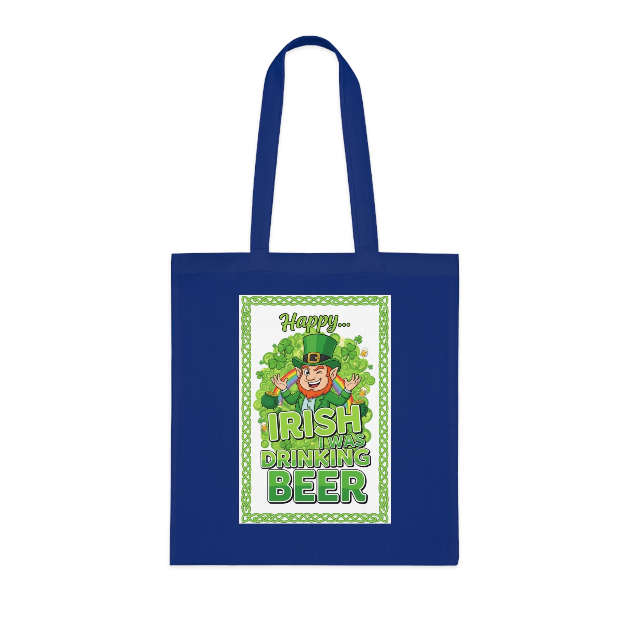 St. Patrick’s Day Irish Drinking Beer Cotton Tote - Leprechaun Shamrock Grocery Bag