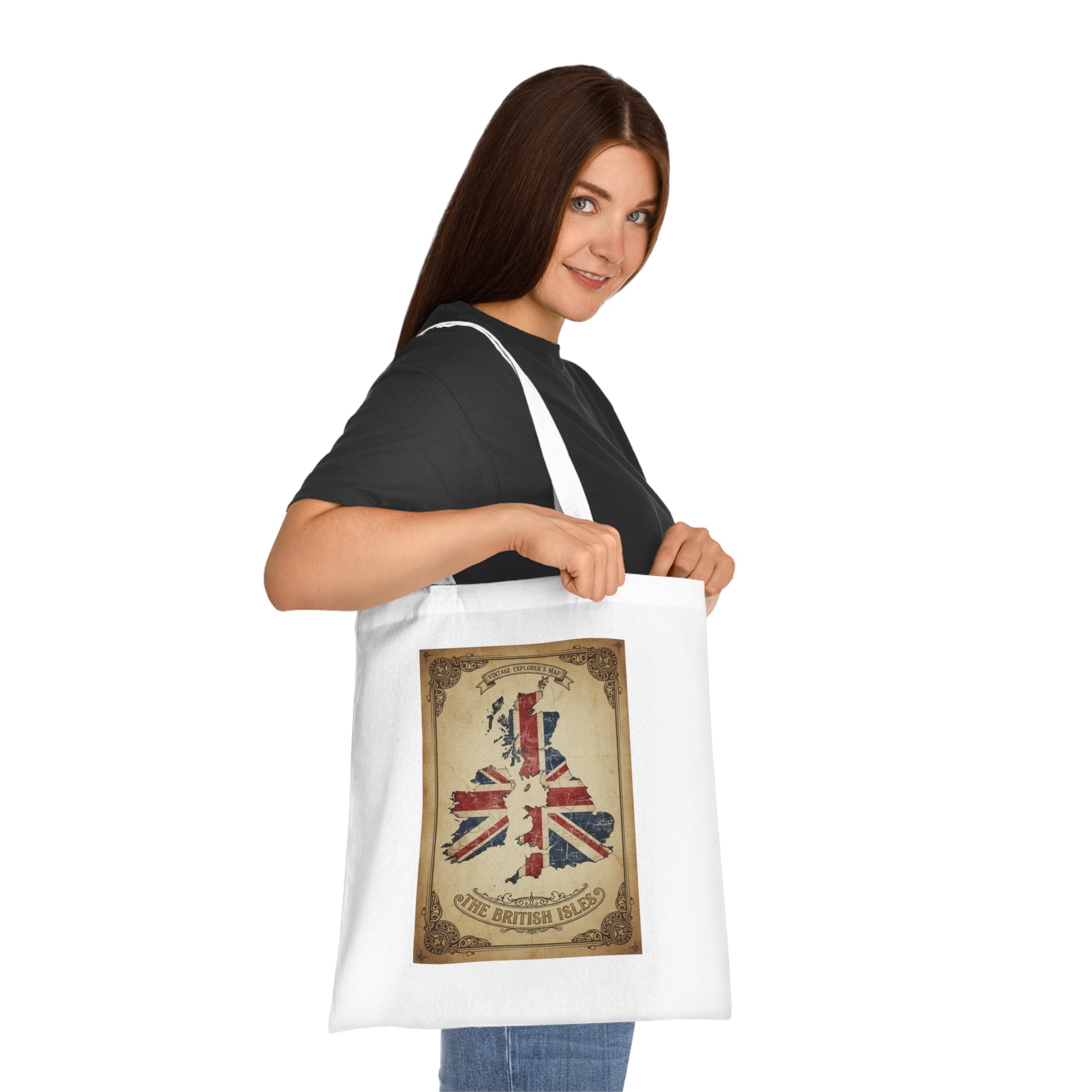 British Isles Vintage Map Tote Bag - Union Jack UK Pride Cotton Tote