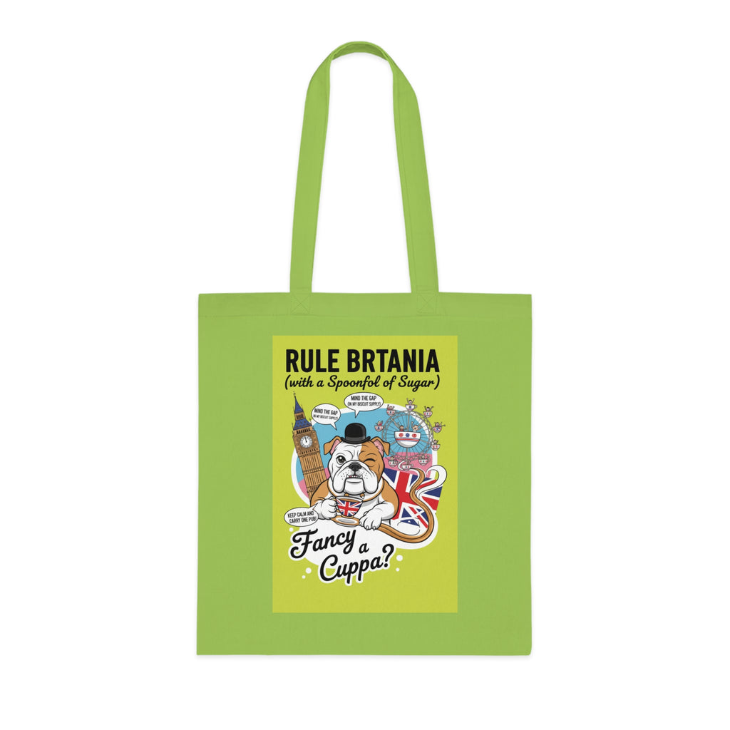 British Bulldog Tote Bag – "Fancy a Cuppa?" Cotton Grocery & Market Bag
