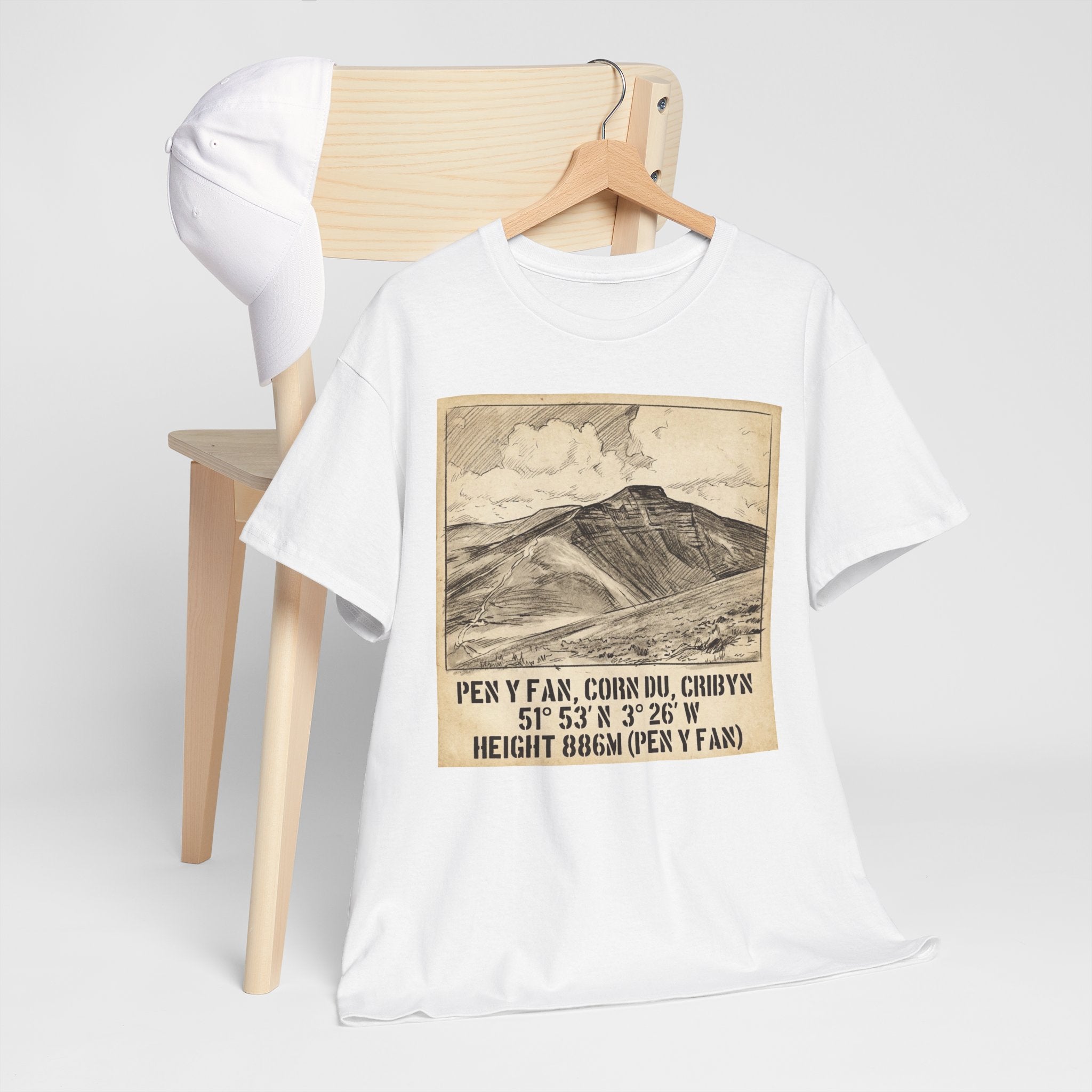 Pen y Fan Summit Coordinates T-Shirt — Vintage Mountain Peak Tee