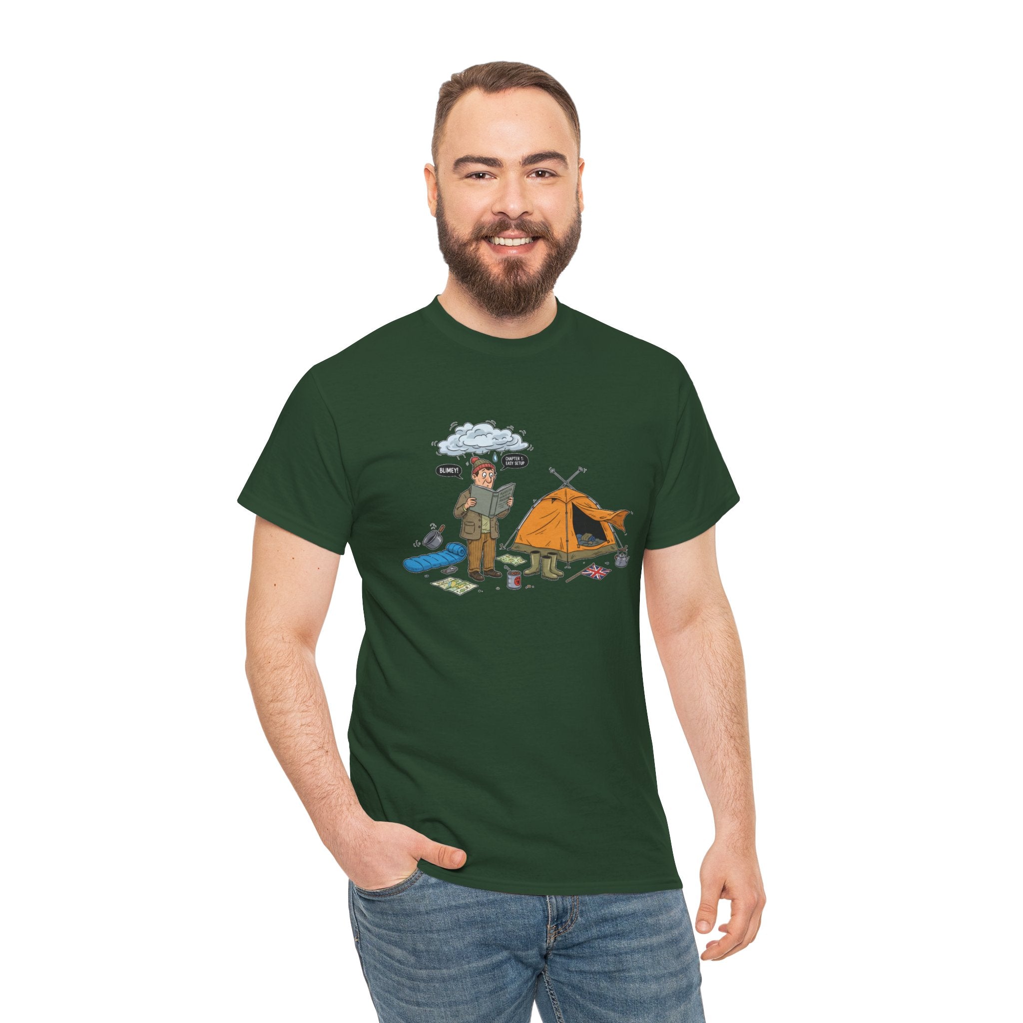 Retro Mountain Camping Graphic T-Shirt — Vintage Campfire Adventure Tee