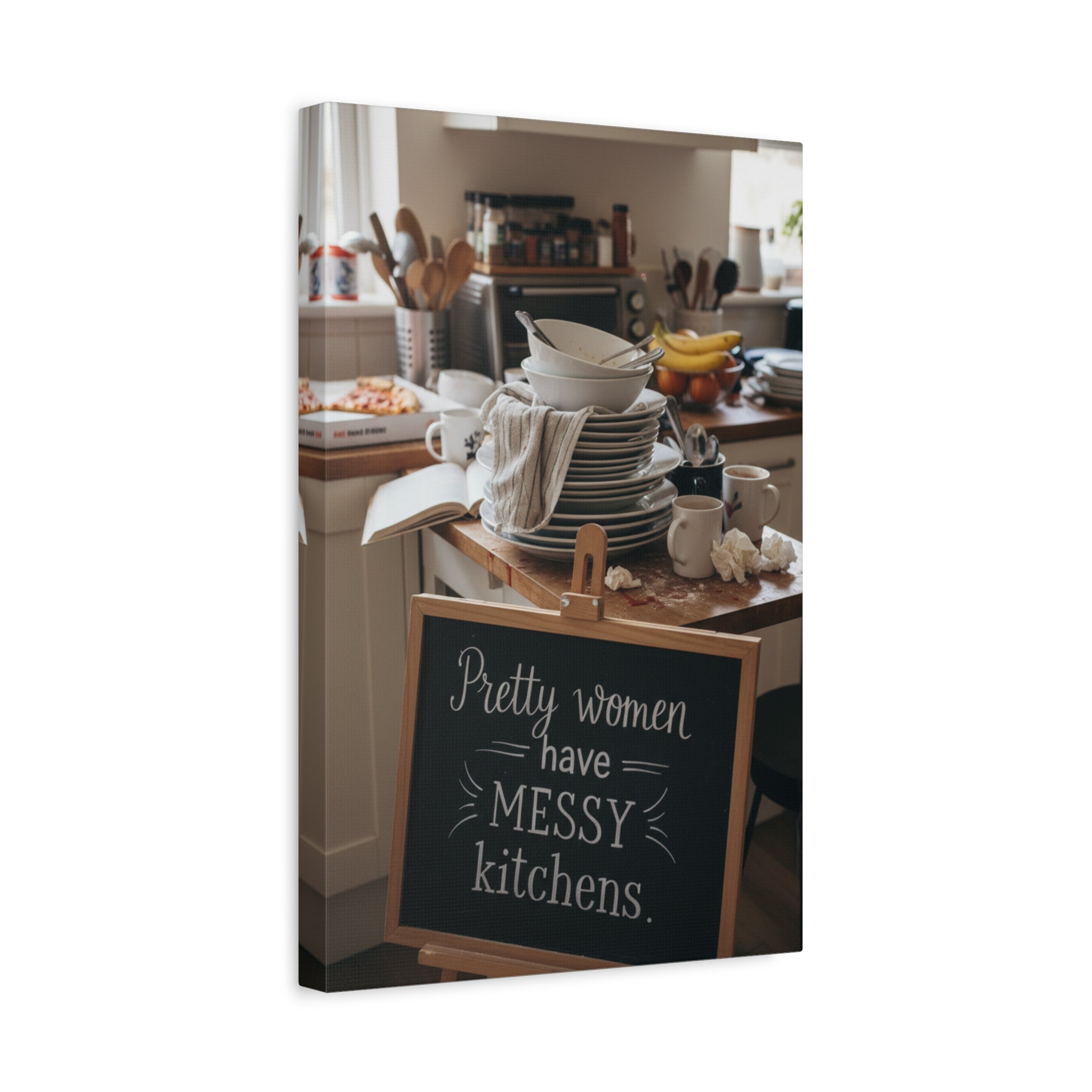 Canvas Wall Art – “Pretty Women Have Messy Kitchens” Kitchen Décor