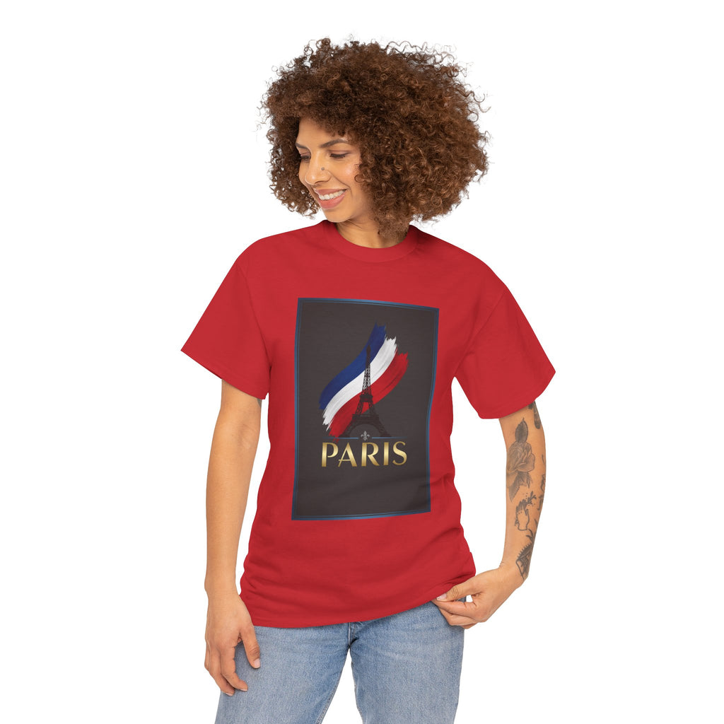 Paris Tricolor Graphic Tee — French Flag Brushstroke T-Shirt