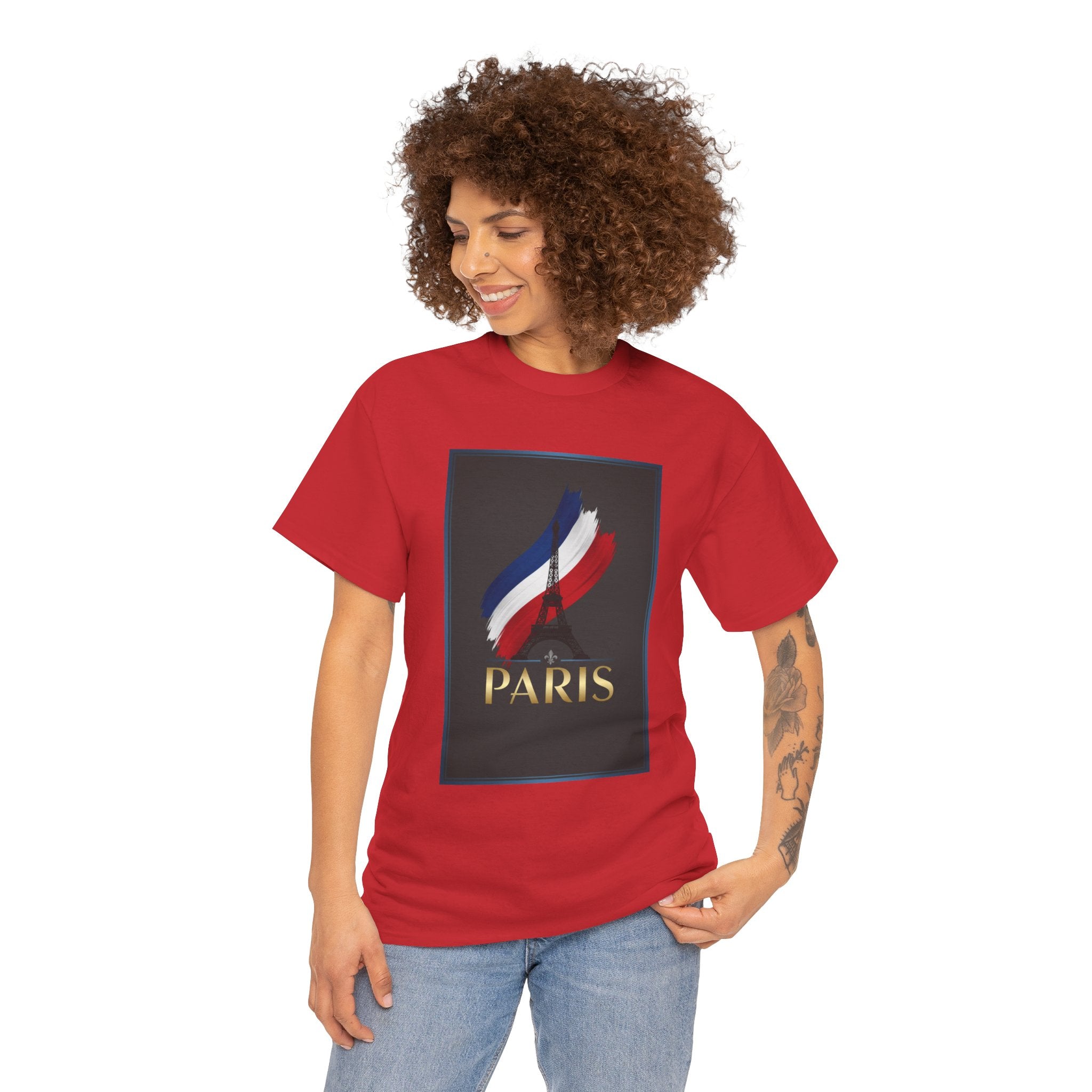 Paris Tricolor Graphic Tee — French Flag Brushstroke T-Shirt
