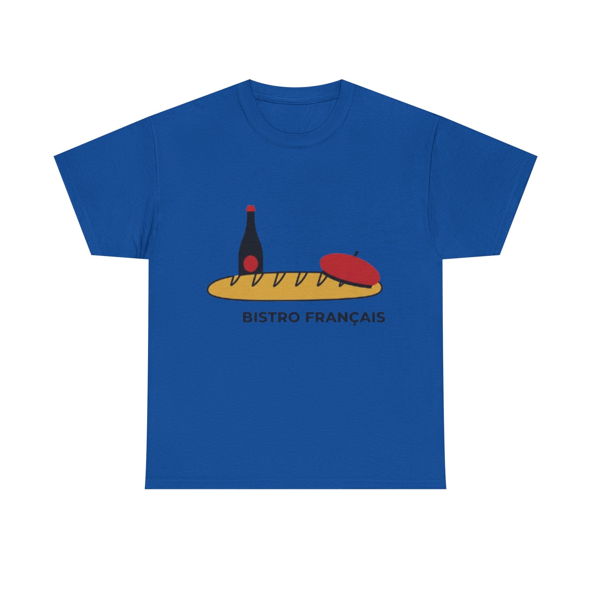 French Bistro Tee — 'Bistro Français' Bread, Wine & Beret Graphic Shirt