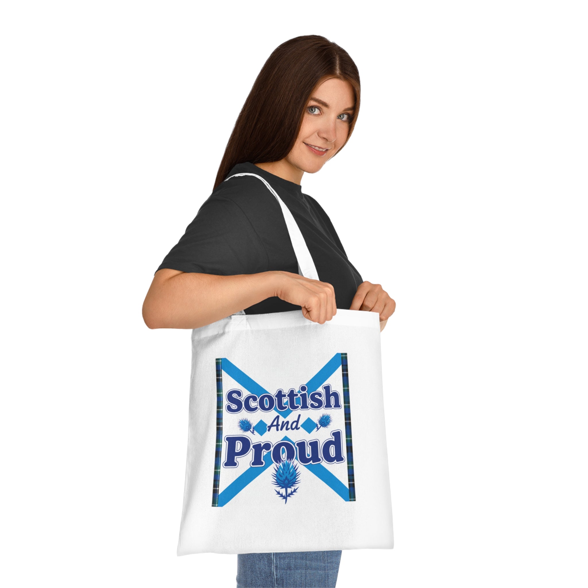 Scottish and Proud Tote Bag — Scottish Flag Cotton Tote with Thistle Design