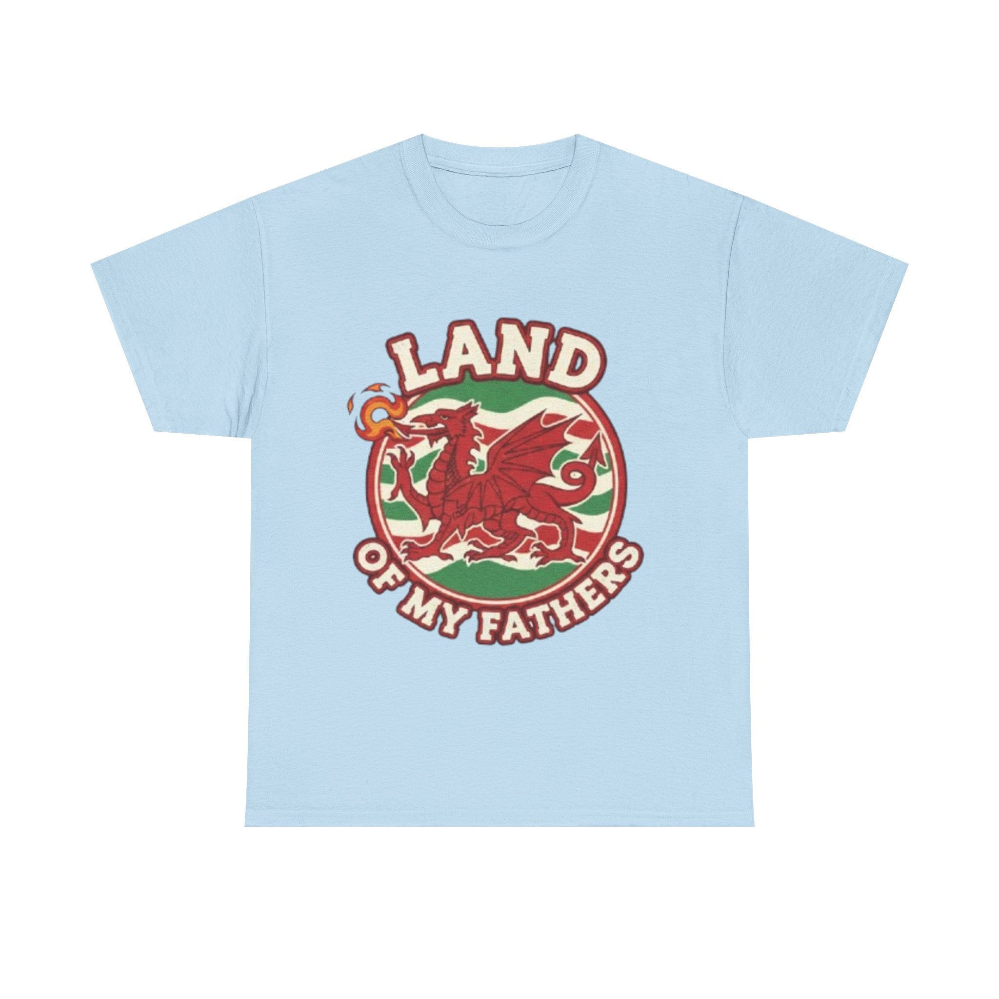 Land of My Fathers T‑Shirt — Welsh Dragon Vintage Crest Tee