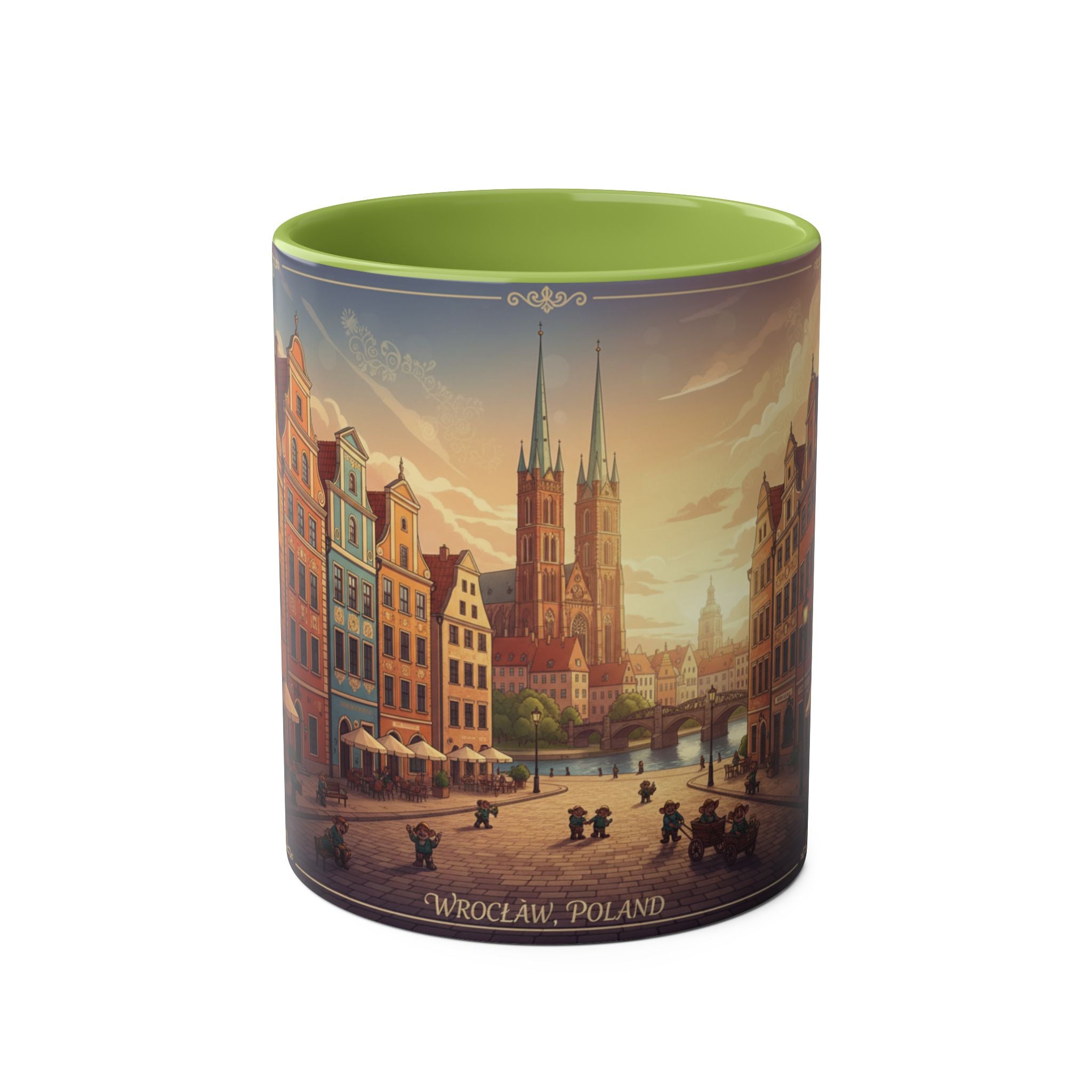 Wrocław Vintage Cityscape Mug — 11oz Two-Tone Coffee Cup
