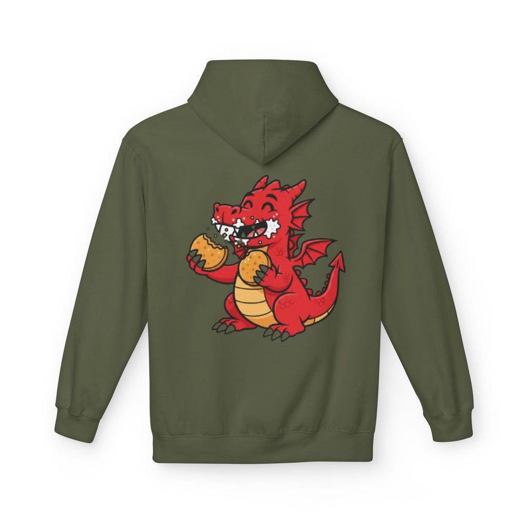 Welsh Dragon Hoodie — Retro Flag Front & Cute Red Dragon Back