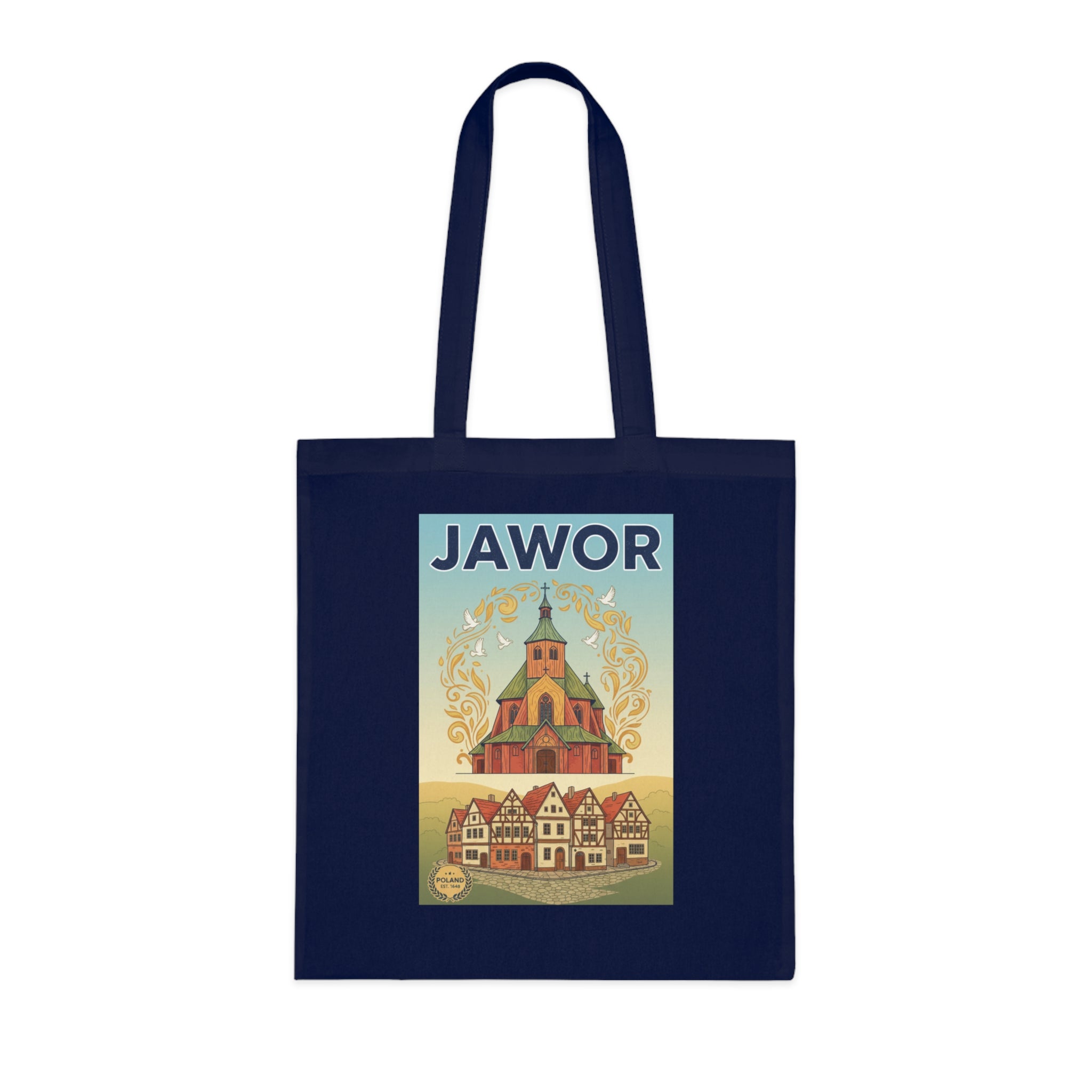 Jawor Vintage Travel Tote — Retro Polish Town Cotton Tote Bag