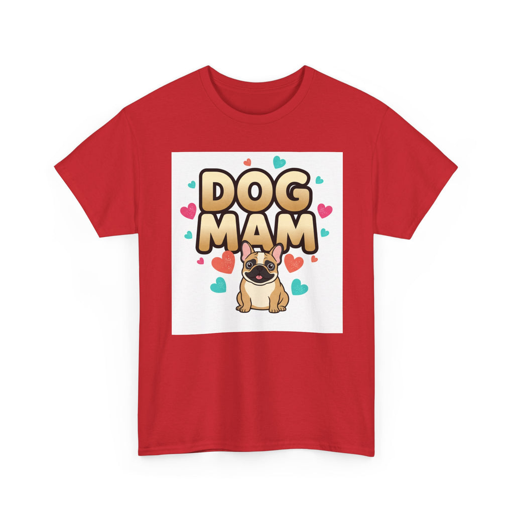 Dog Mom T-Shirt — Cute Pug Design with Hearts, Perfect Gift for Dog Lovers