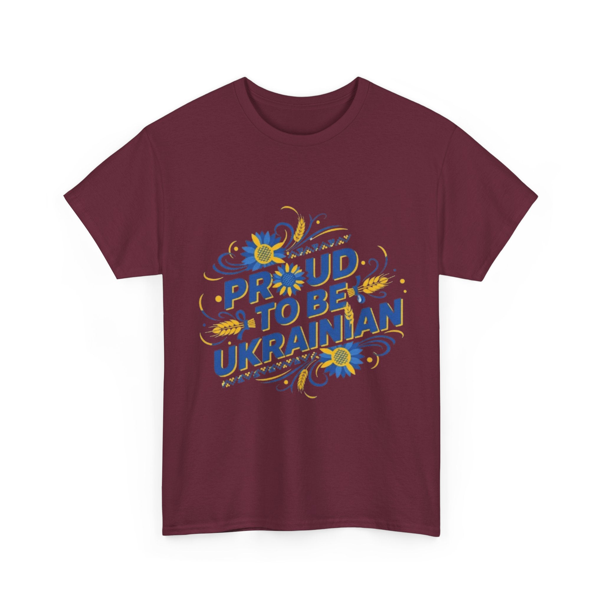 Proud to Be Ukrainian T-Shirt — Blue & Yellow Floral Pride Tee