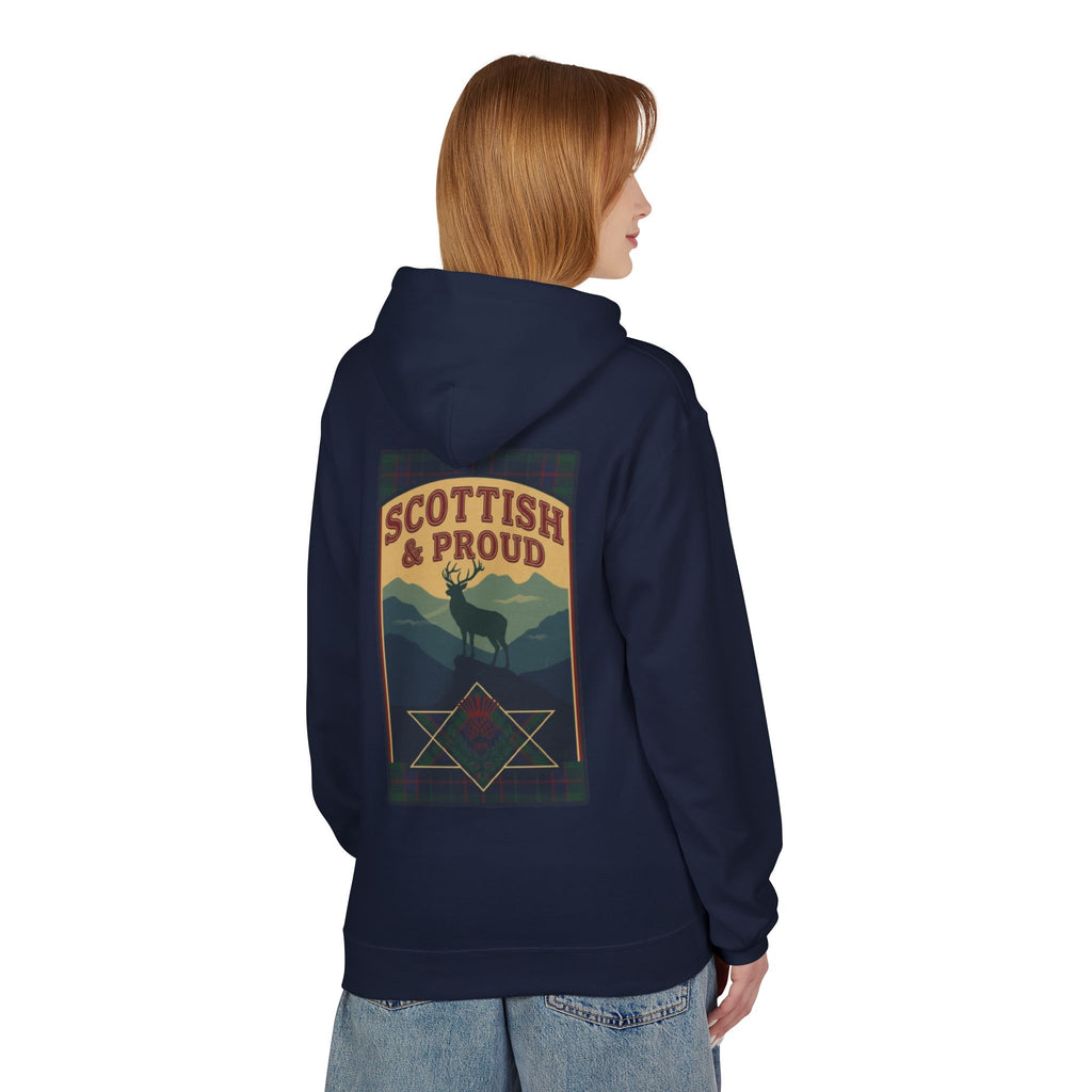 Scottish Hoodie — "Scottish & Proud" Vintage Stag Graphic Pullover