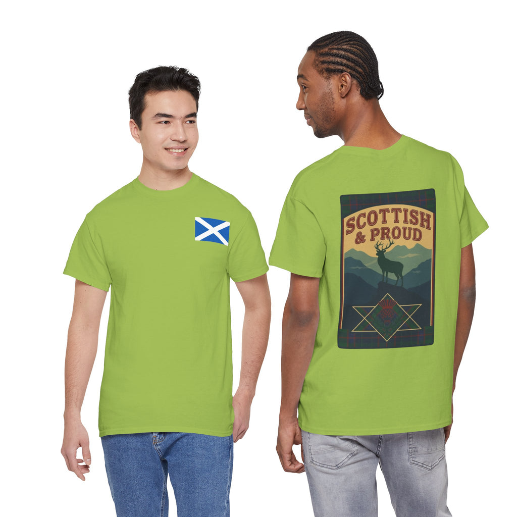 Scottish & Proud T‑Shirt — Retro Stag Scotland Flag Tee