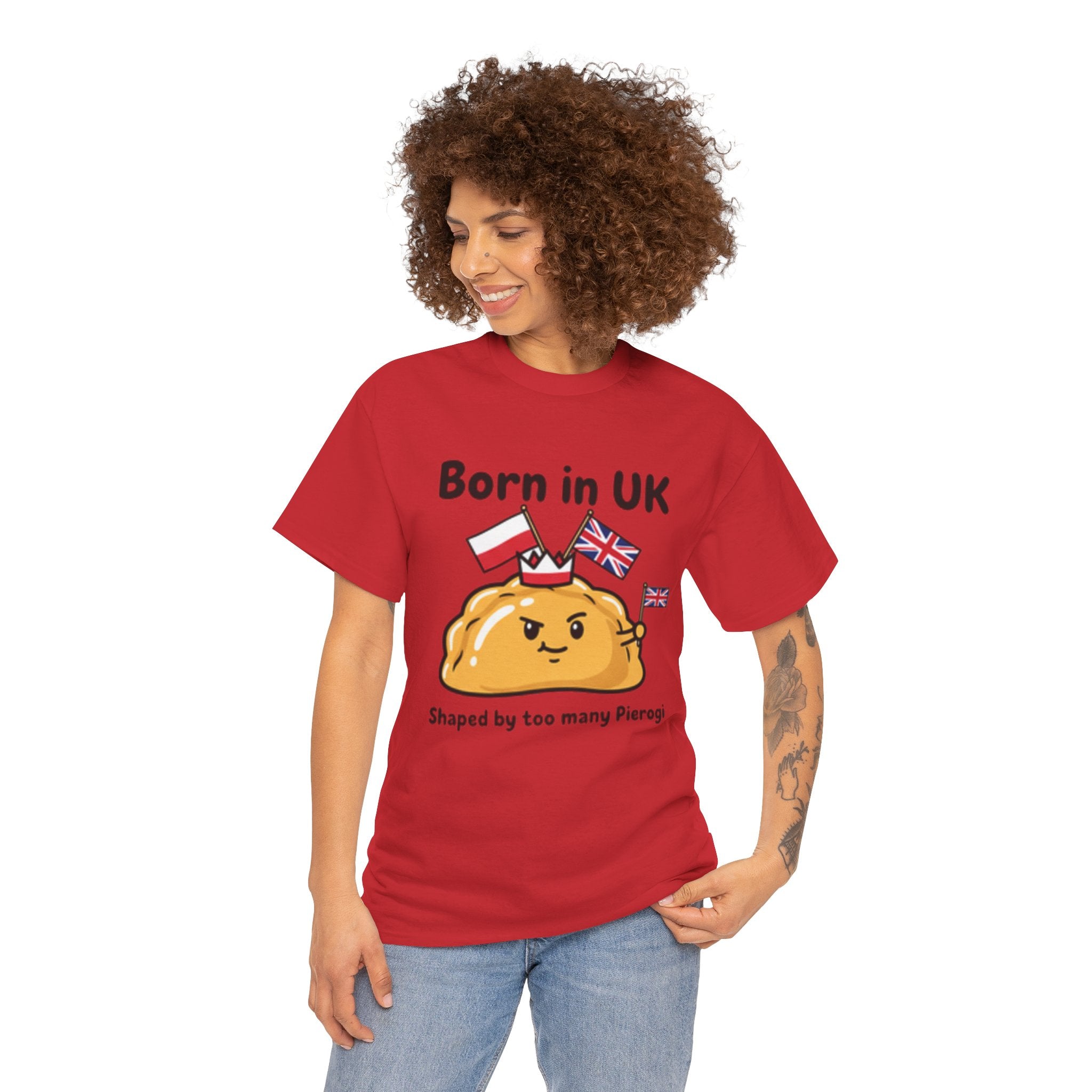 Born in UK Pierogi T‑Shirt — Funny Polish‑British Pride Tee