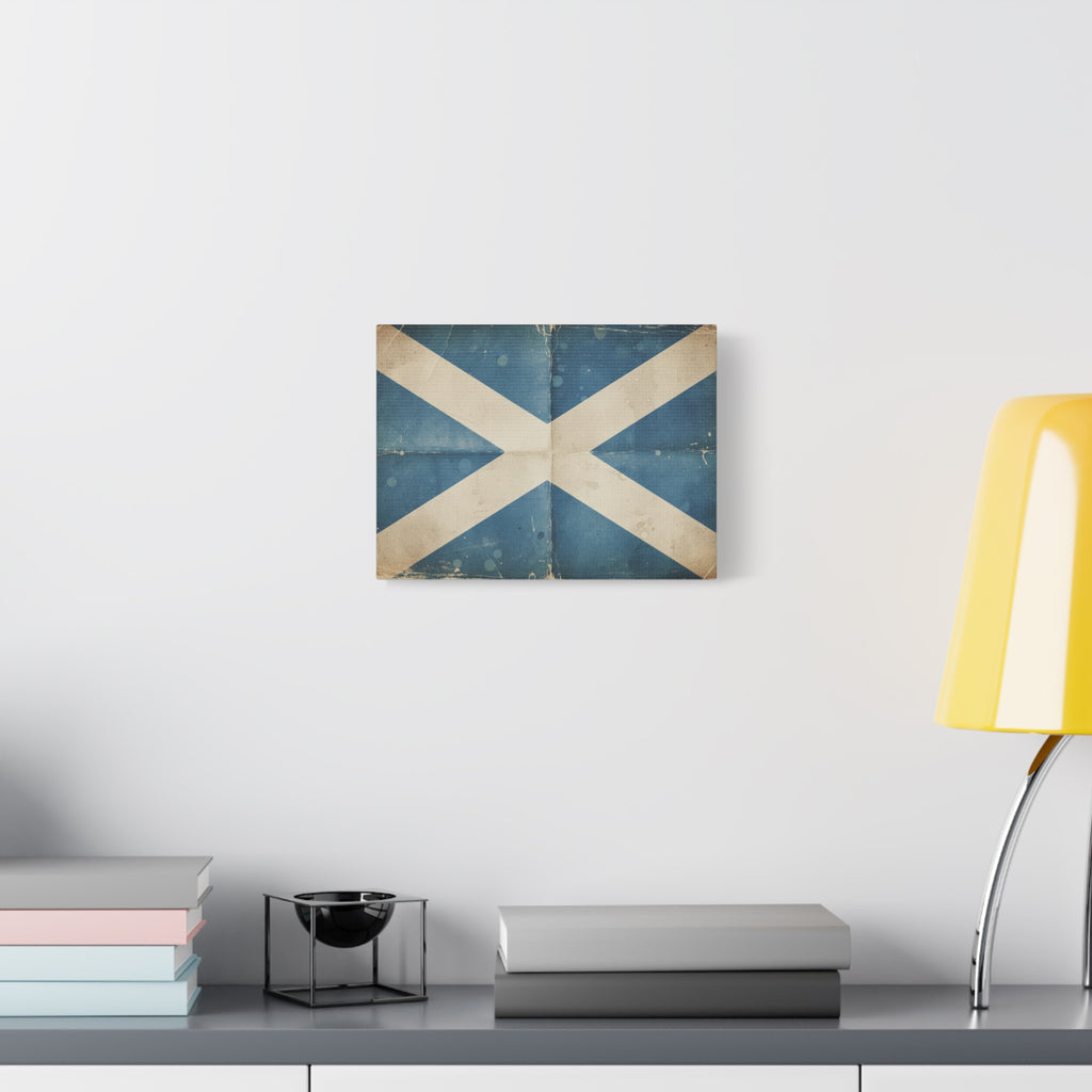 Scotland Flag Vintage Canvas Print — Distressed Saltire Wall Art