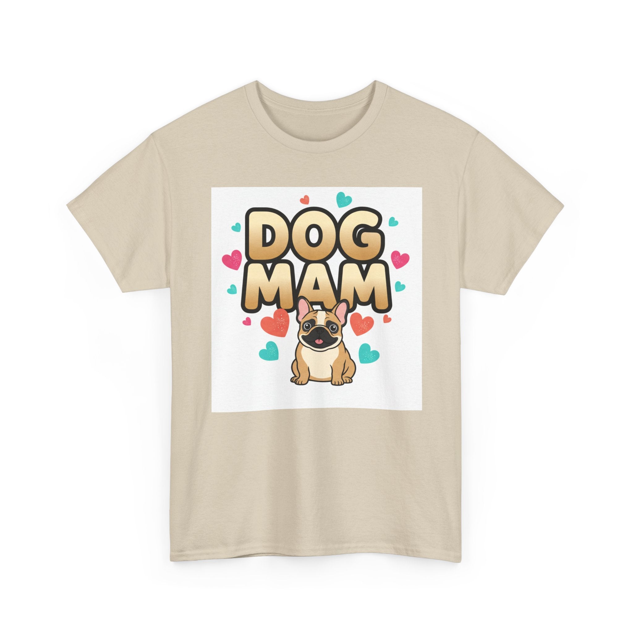 Dog Mom T-Shirt — Cute Pug Design with Hearts, Perfect Gift for Dog Lovers