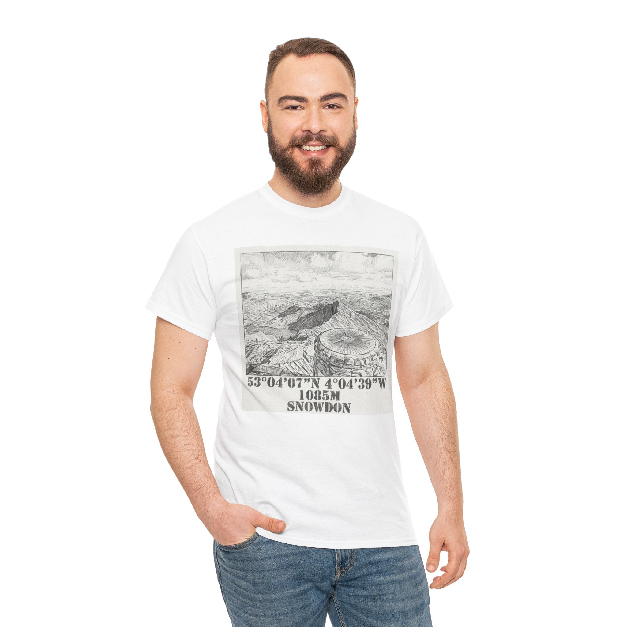 Snowdon Mountain Tee — Vintage Map Illustration with Coordinates