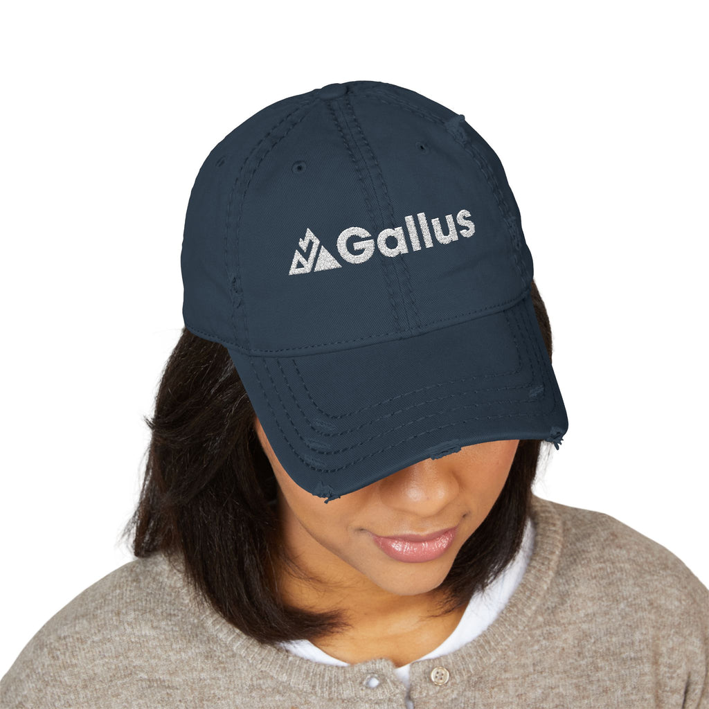 Distressed Embroidered Dad Hat - 'GALLUS' Vintage Cotton Cap