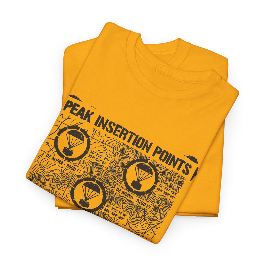 Retro Mountain Schematic Graphic T-Shirt — Technical Diagram Hiking Tee
