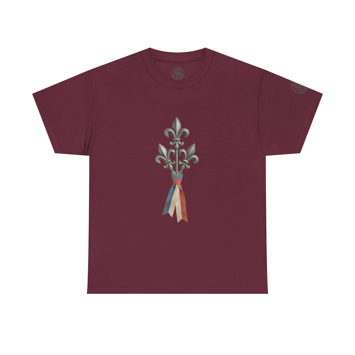 French Fleur-de-Lis T-Shirt — Heritage Ribbon Crest Tee — product image 6
