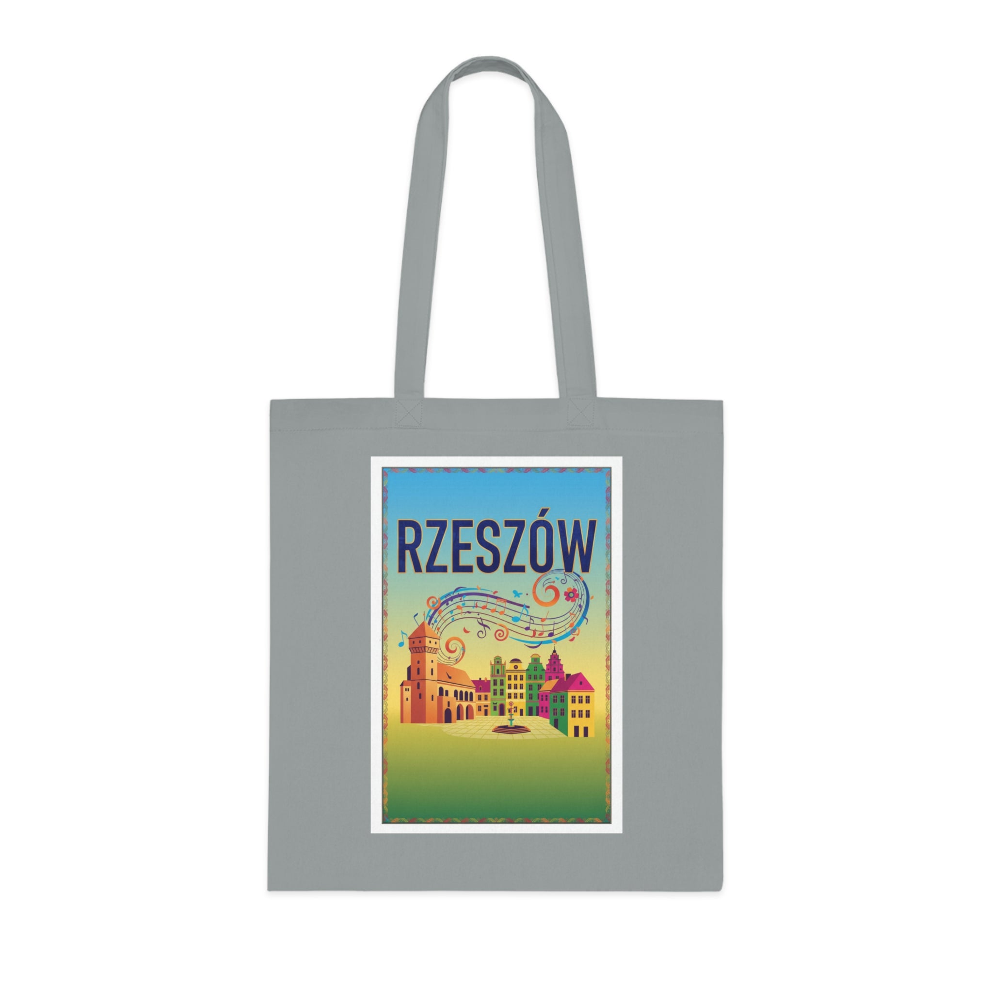 Rzeszów Vintage Travel Cotton Tote Bag — Colorful Cityscape Market Bag