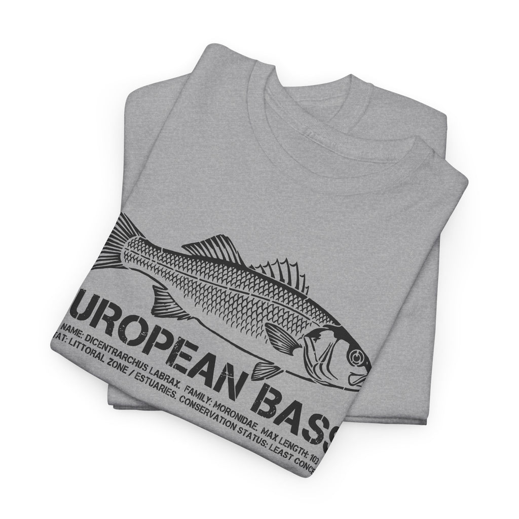 European Bass Fishing — Vintage Fish Illustration Tee