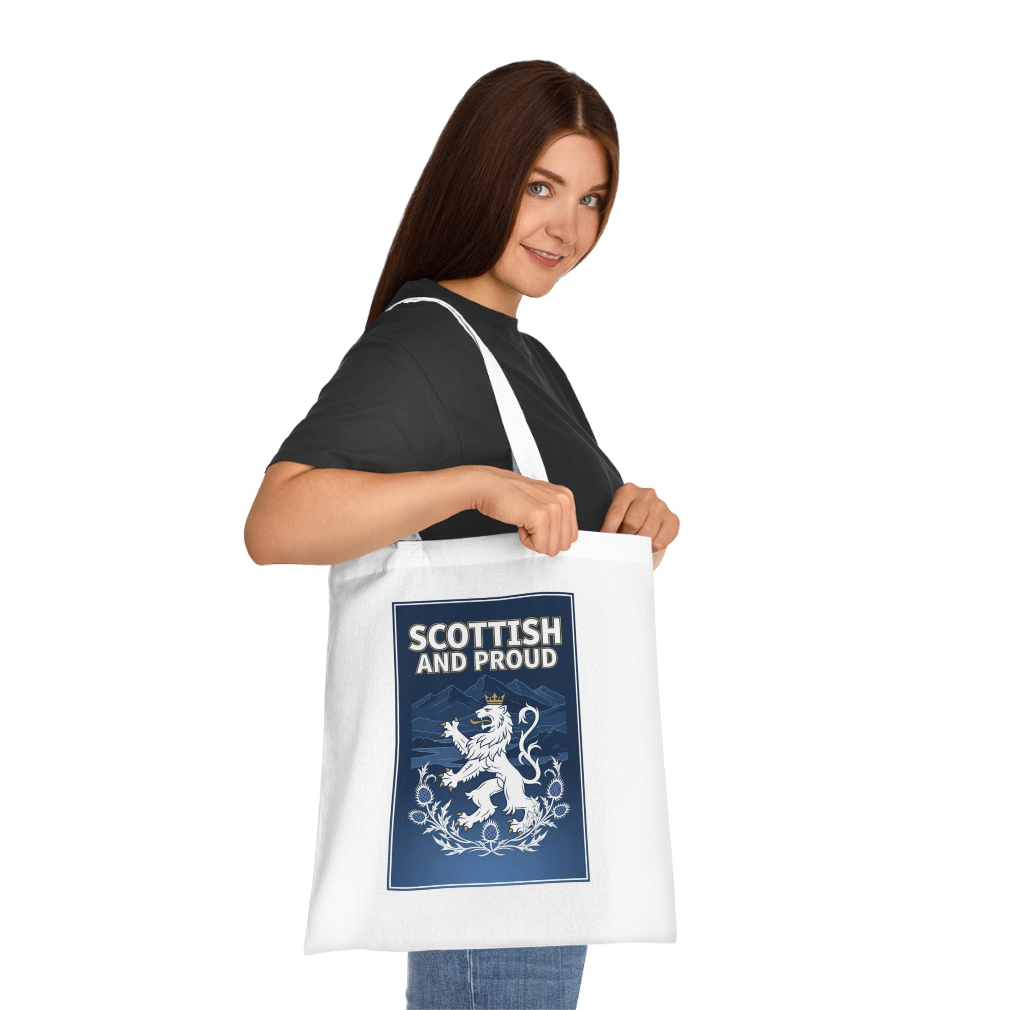 Scottish and Proud Tote Bag — Cotton Grocery & Market Tote with Lion Rampant Design