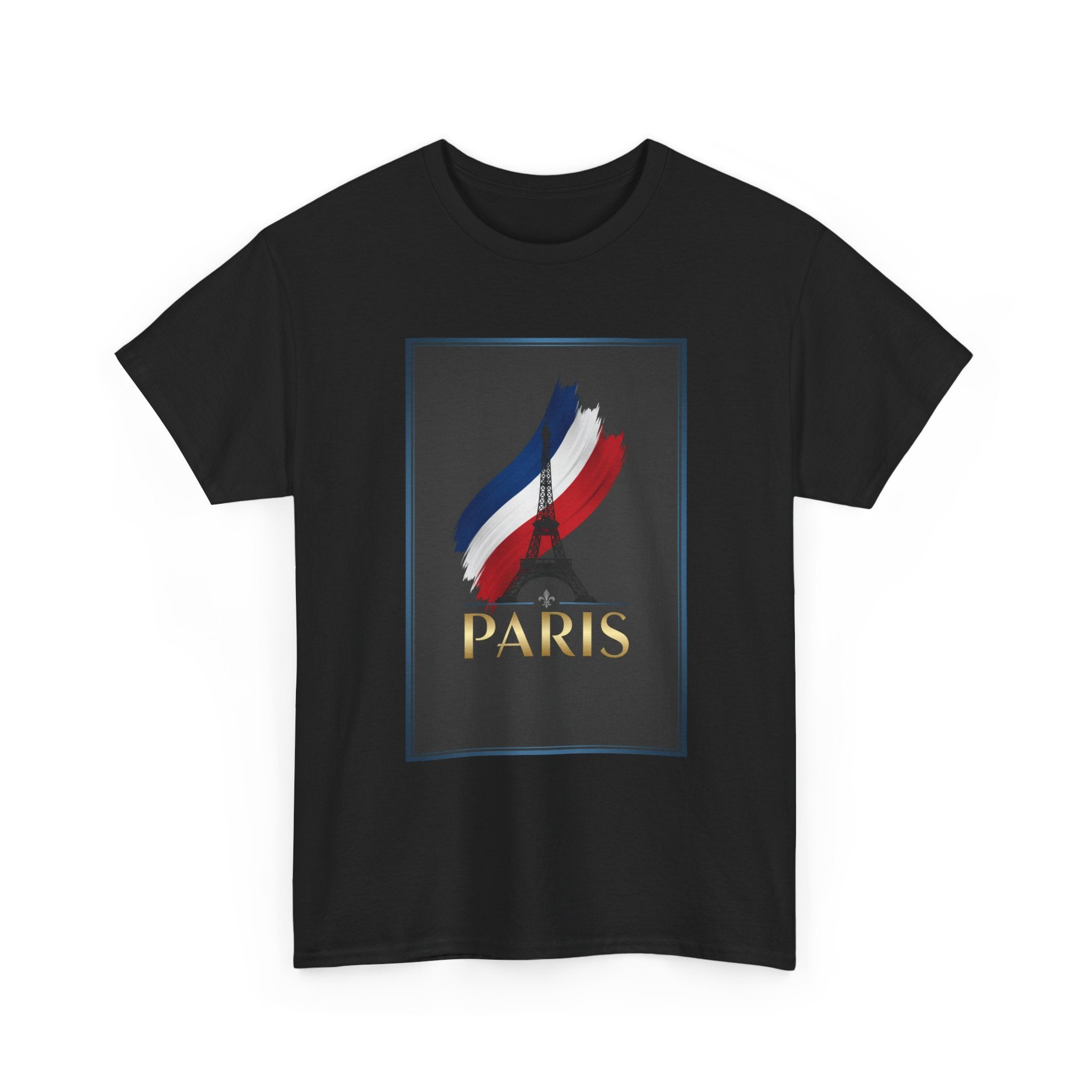 Paris Tricolor Graphic Tee — French Flag Brushstroke T-Shirt